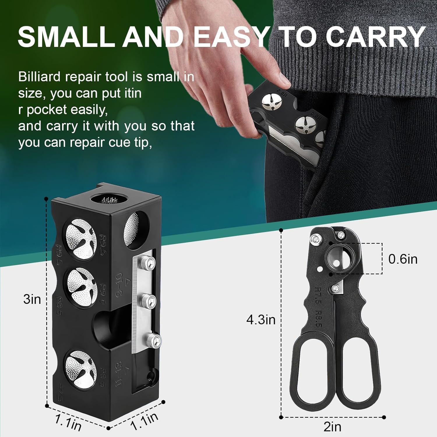 Kit di Riparazione per Stecca da Biliardo 11 in 1, Kit di Ricambio per Punte per Stecca da Biliardo, Kit di Riparazione per Stecche da Biliardo, Accessori per Stecca da Biliardo