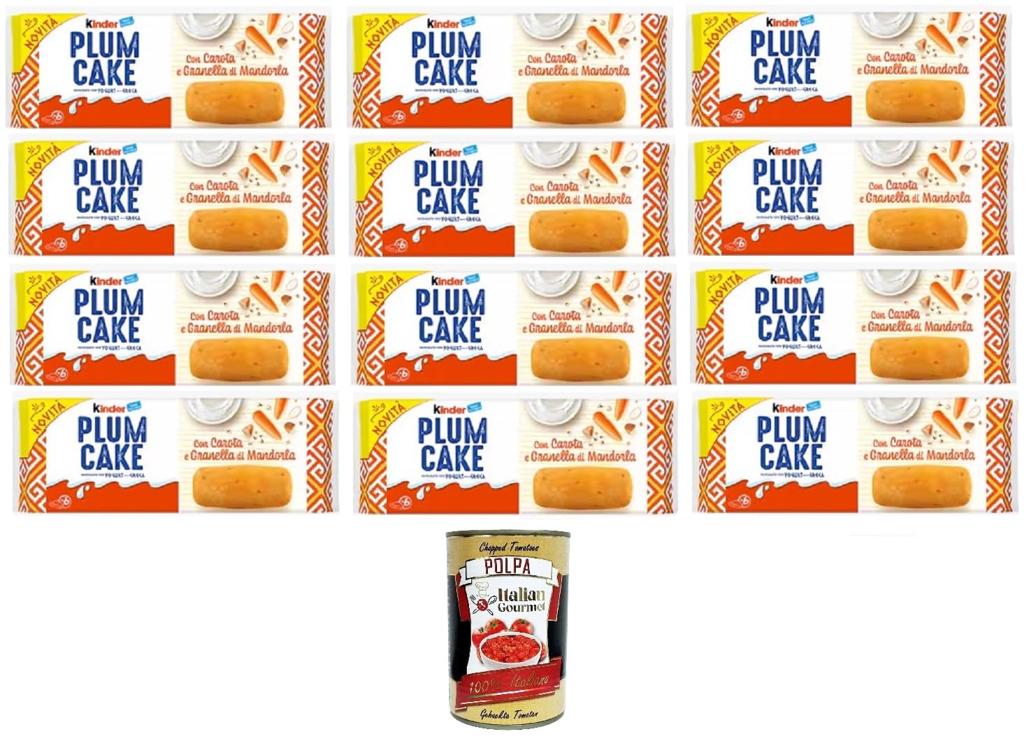 Italian Gourmet Kinder Plumcake carota e mandorla, Merendina 12 x 192g