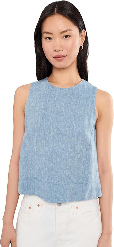 Madewell Women's Embroidered Shell Top in 100% Linen