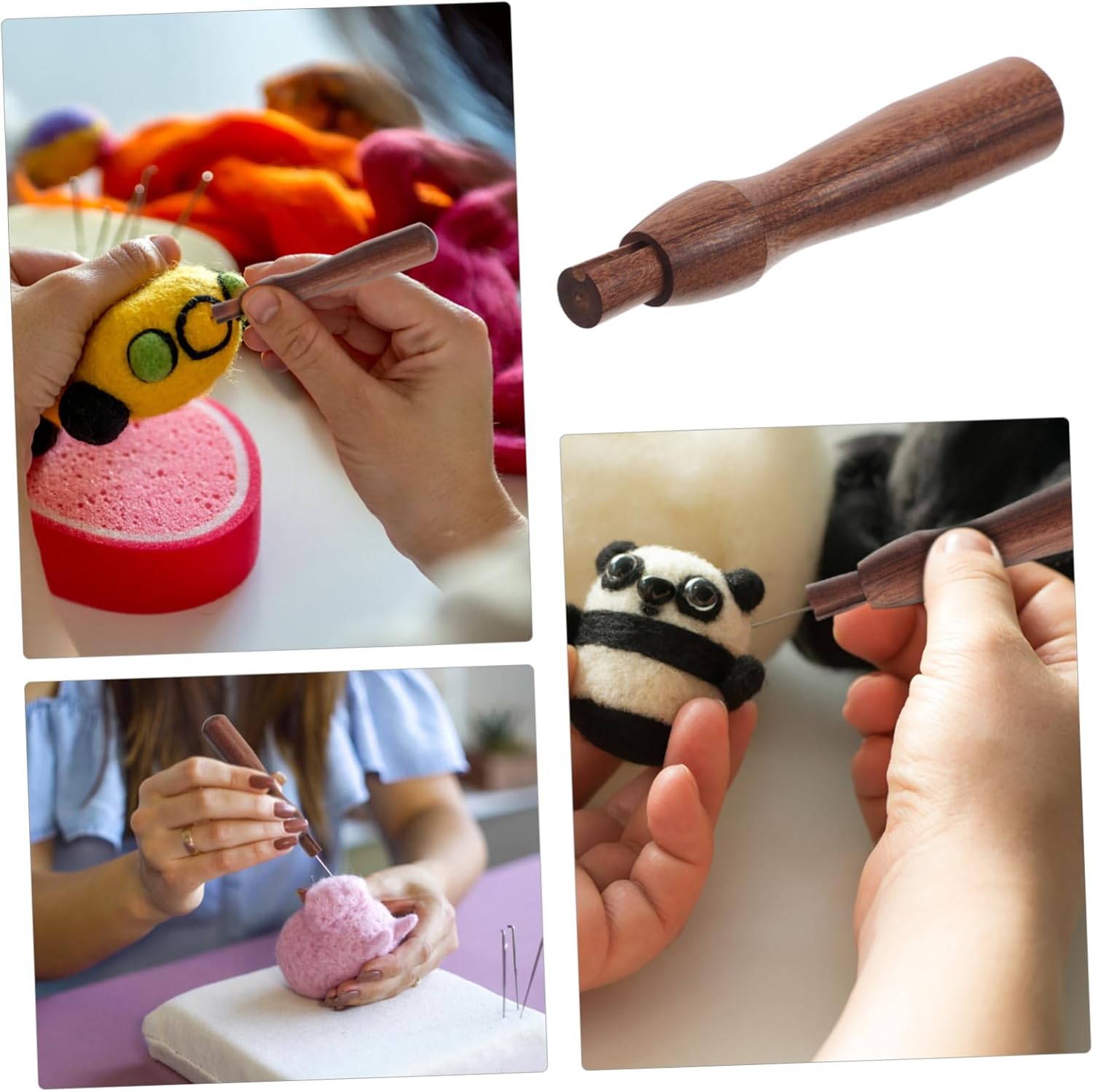 CORHAD Wooden Handle Felting Tool DIY Wool Felt Craft Needle Felting Needles Supplies