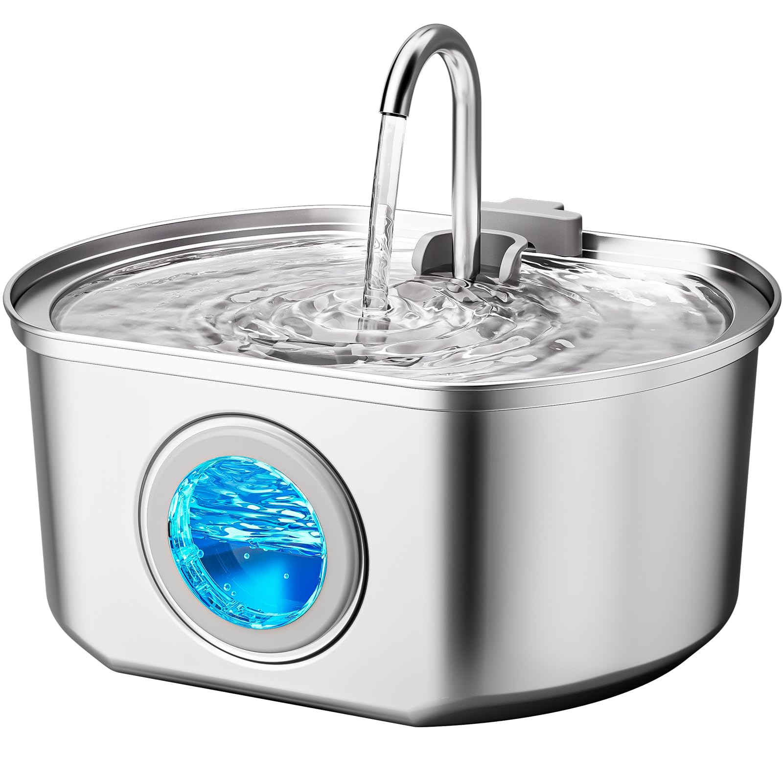 Cat Water Fountain Stainless Steel: 108oz/3.2L Cat Fountain for Drinking- Pet Water Fountain Inside - Automatic Dog Watering Dispenser Bowl - Pet Feeding & Watering Supplies - Water Level Window