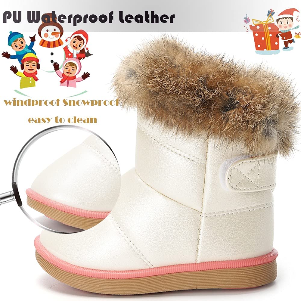 Gaatpot Stivali per Bambine e Ragazze Stivaletti da Neve Scarpe con Invernali Stivale con Imbottitura Calda Impermeabili PU Unisex – Bambini