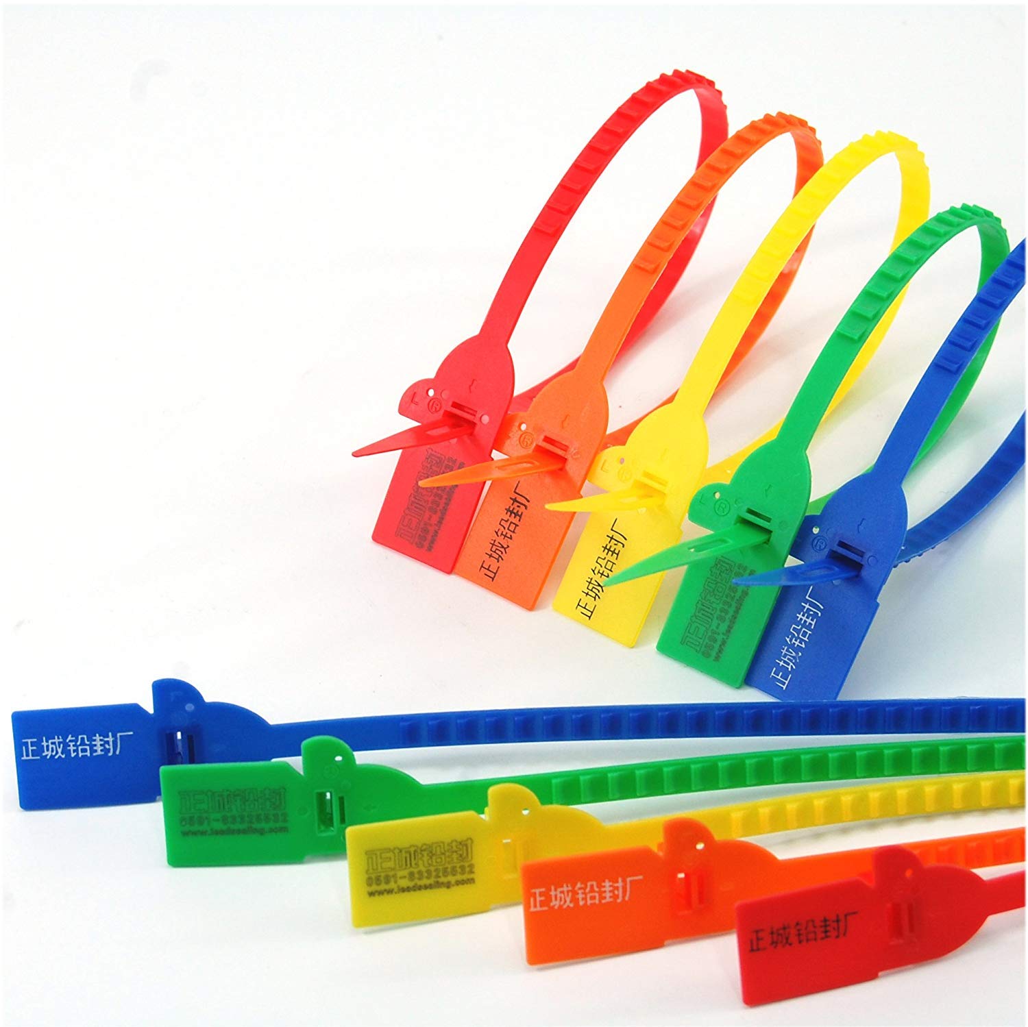 Guarnizioni antimanomissione in plastica, Fascette fermacavi riutilizzabili rosse, confezione da 100 pezzi, sigilli di sicurezza numerati for la logistica dei bagagli