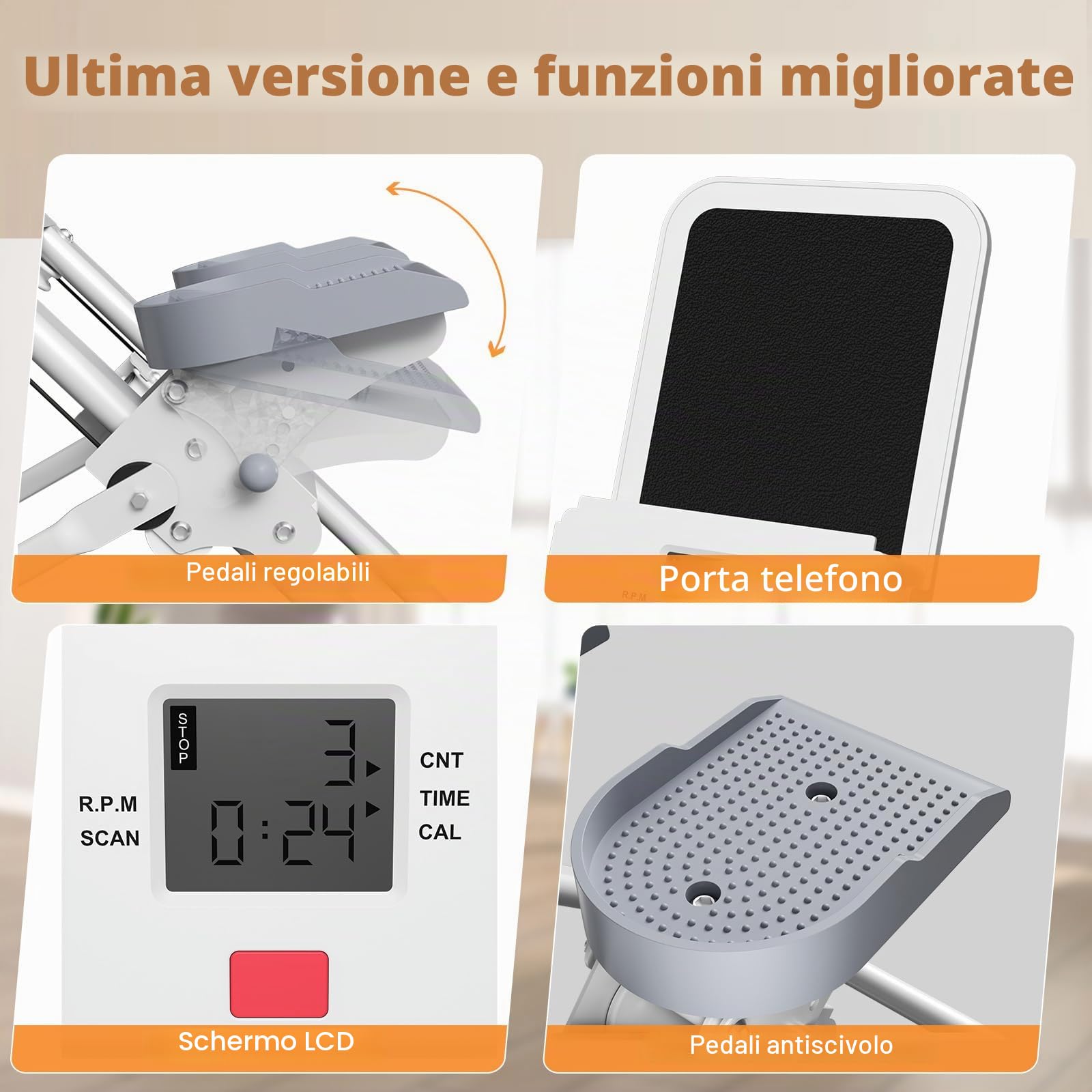 Stair Stepper Verticale Macchine,CEIEVER Stepper Fitness Casa con 3 Altezze Regolabili Pieghevole per Macchine Cardio Verticali Stair Stepper Per la Casa e l'ufficio