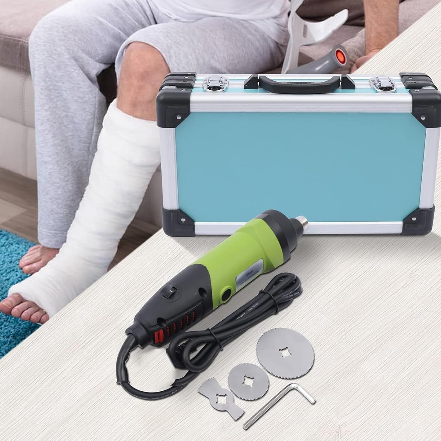 Taglierina elettrica per intonaco, strumento per sega ortopedica, in lega di alluminio con 3 lame, strumento di rimozione del gesso per un taglio sicuro ed efficiente dell'intonaco