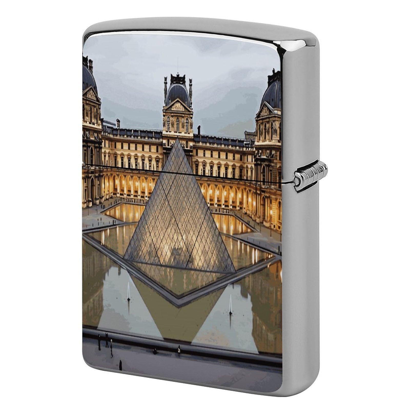 Btcowzrv Style Louvre Museum In Paris Metal Lighter Case Sleeve Cover Holder