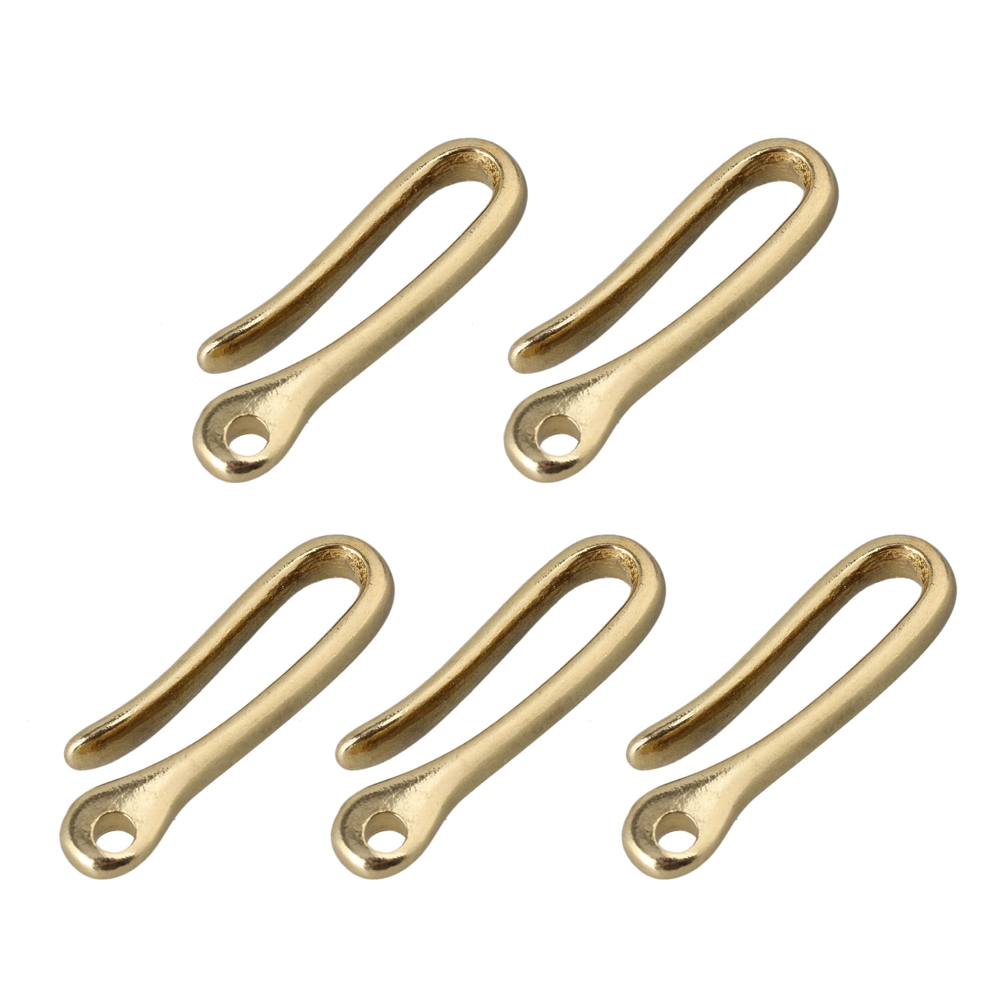 RDEXP 5Pcs 48mm L Solid Brass U Hook Key Chain Belt Wallet Clip Holder
