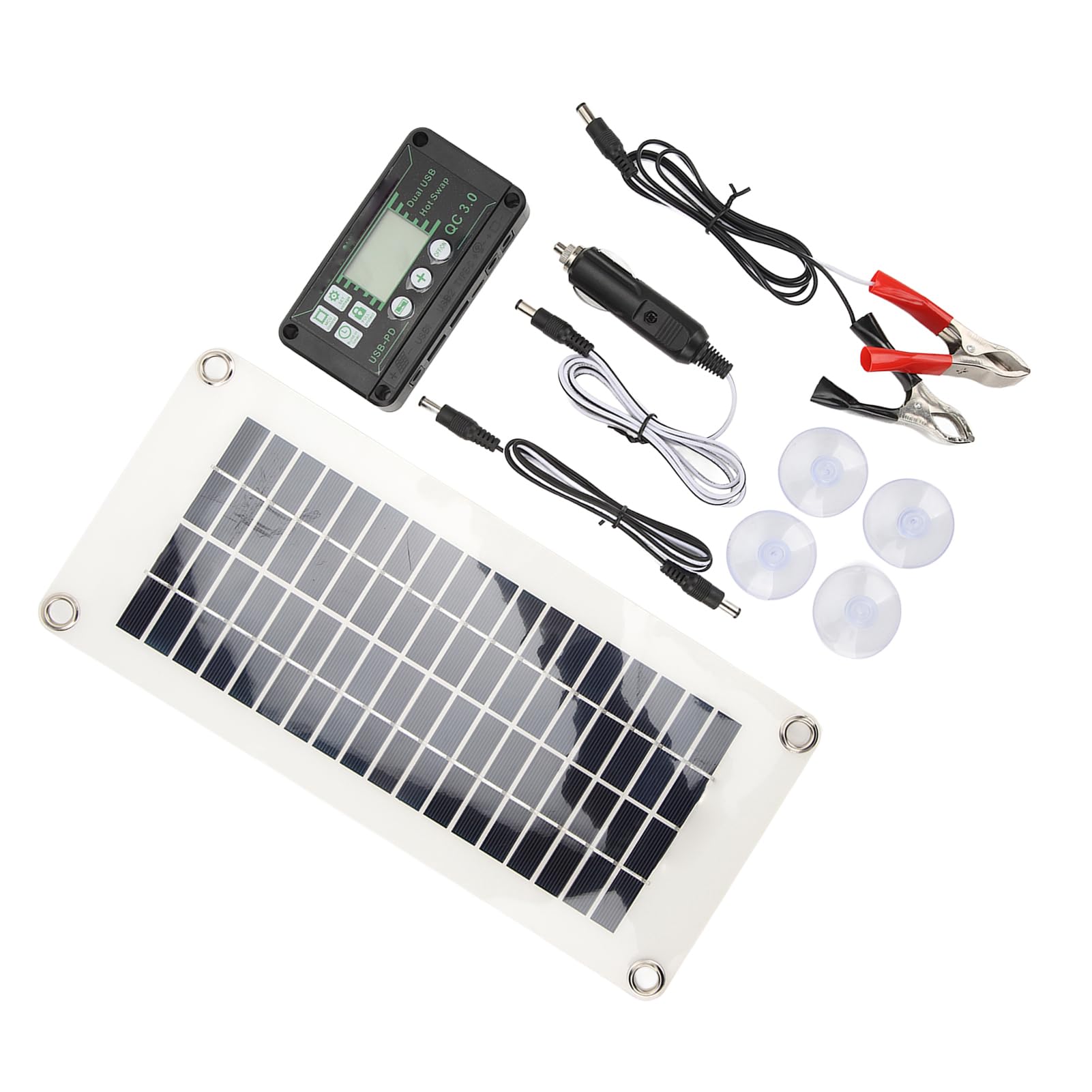 Pannello Solare per Camper, Kit Pannello Solare per Camper Pannello Caricabatterie in PET in Polisilicio da 30 W con Regolatore di Tensione di Carica da 50 A per Cabine Barche