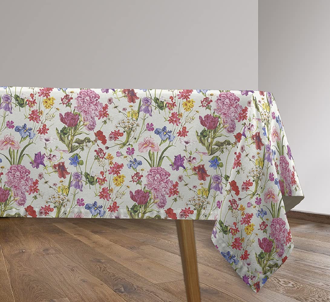 Vilber, Mantel de Tela confeccionado, Rectangular, Resinado, con Tratamiento Antimanchas, Impermeable, Estampado Flores. FLOWER-R01. Multicolor, 100 x 136 cm