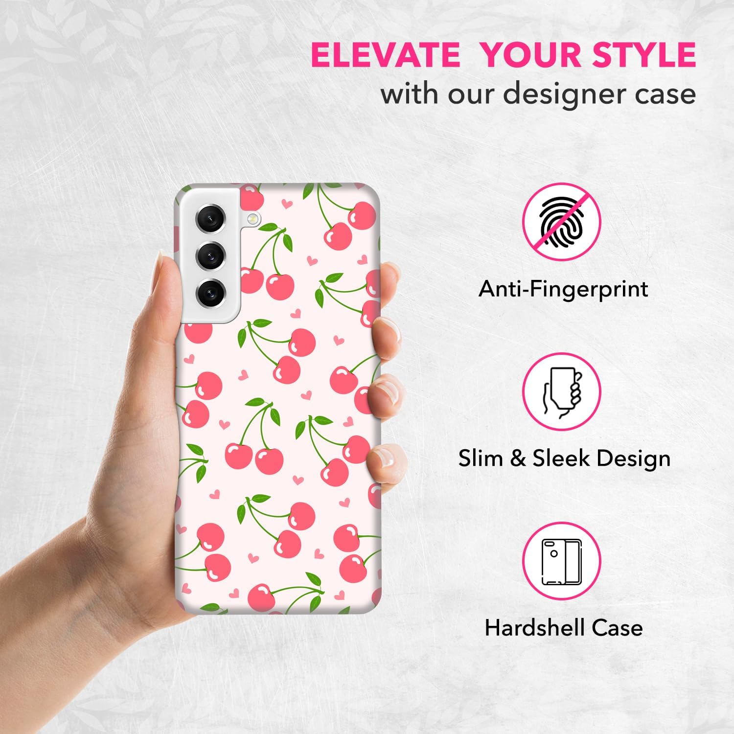 Back Case for Samsung Galaxy S21 FE 5G, Samsung S21 FE Case with Stylish Cherry Pink Pattern Design Printed Cute, Sleek Durable Hardshell Protective Case/Cover for Samsung S21 FE - Image 2