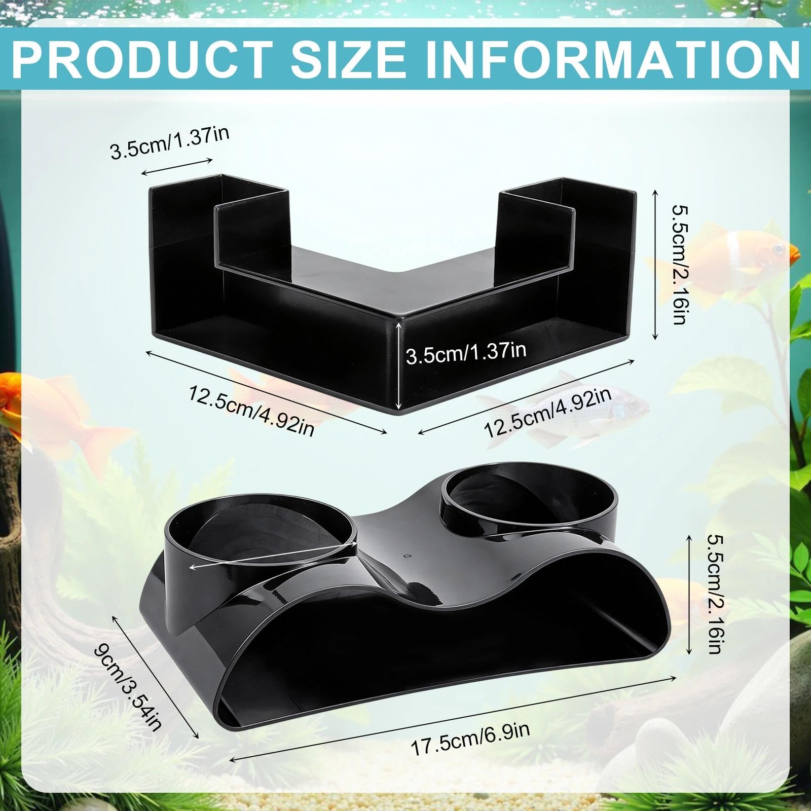 2 Pièces Tunnel Aquarium Tunnel Souterrain pour Aquarium, Tunnels Poisson Aquariums Tunnels Naturel pour Aquariums, Grotte d'angle pour Aquariums 360° 2 Entrées (17,6/12,5 cm)