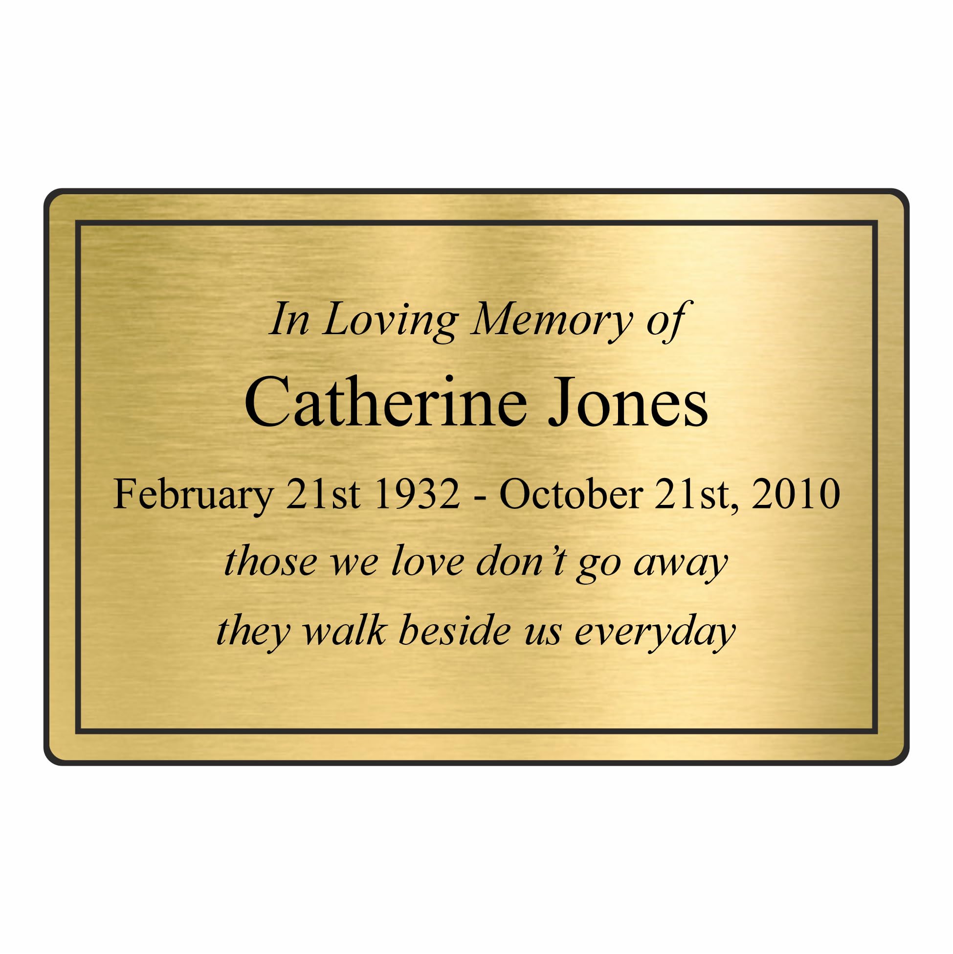 Personalised Memorial Plaque, Simple Line Border 01, Custom Engraved, Gold, Silver and Copper Finish, Weather Resistant (Gold, 10" x 8" - (250 x 200mm))