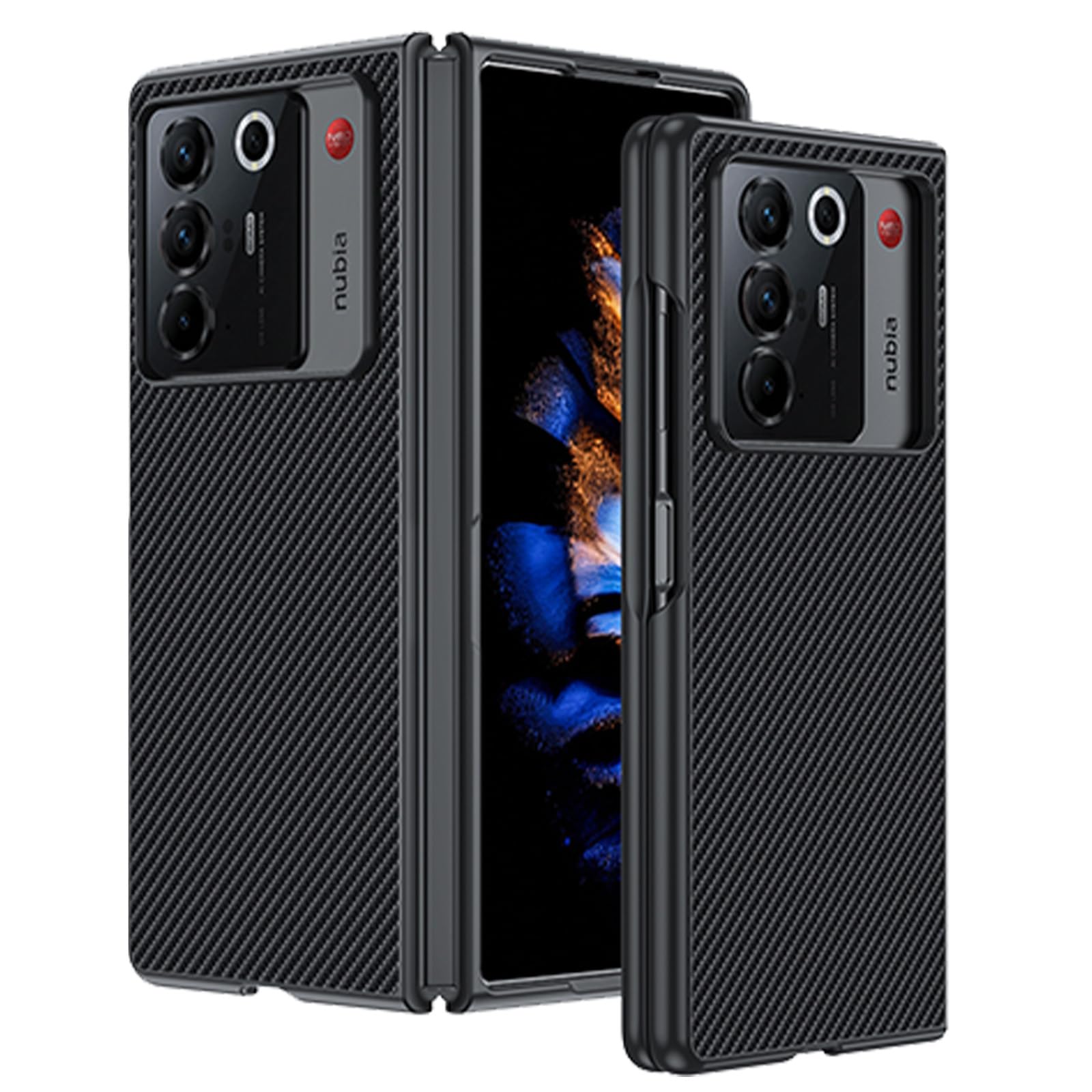 Amazon.co.jp: ZTE Nubia Fold 5G 用 カーボン調 TPU＋レザー