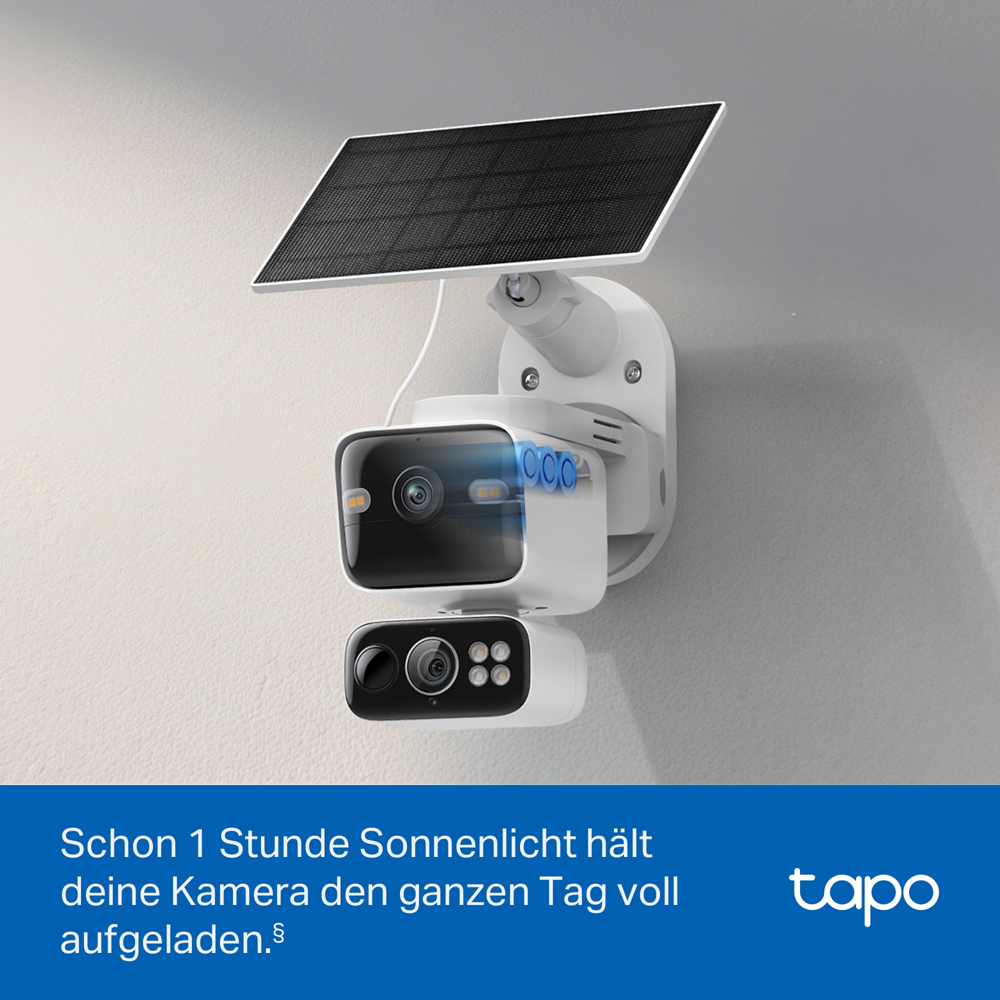 Tapo C645D KIT Solar Überwachungskamera Außen mit Akku | 2K Dual-Objektiv | 165° Winkel + 6mm Objektiv | Dual-Band 2,4GHz/5GHz WLAN | KI-Erkennung | 24/7 Aufzeichnung | Lokale MicroSD & Cloud Speicher