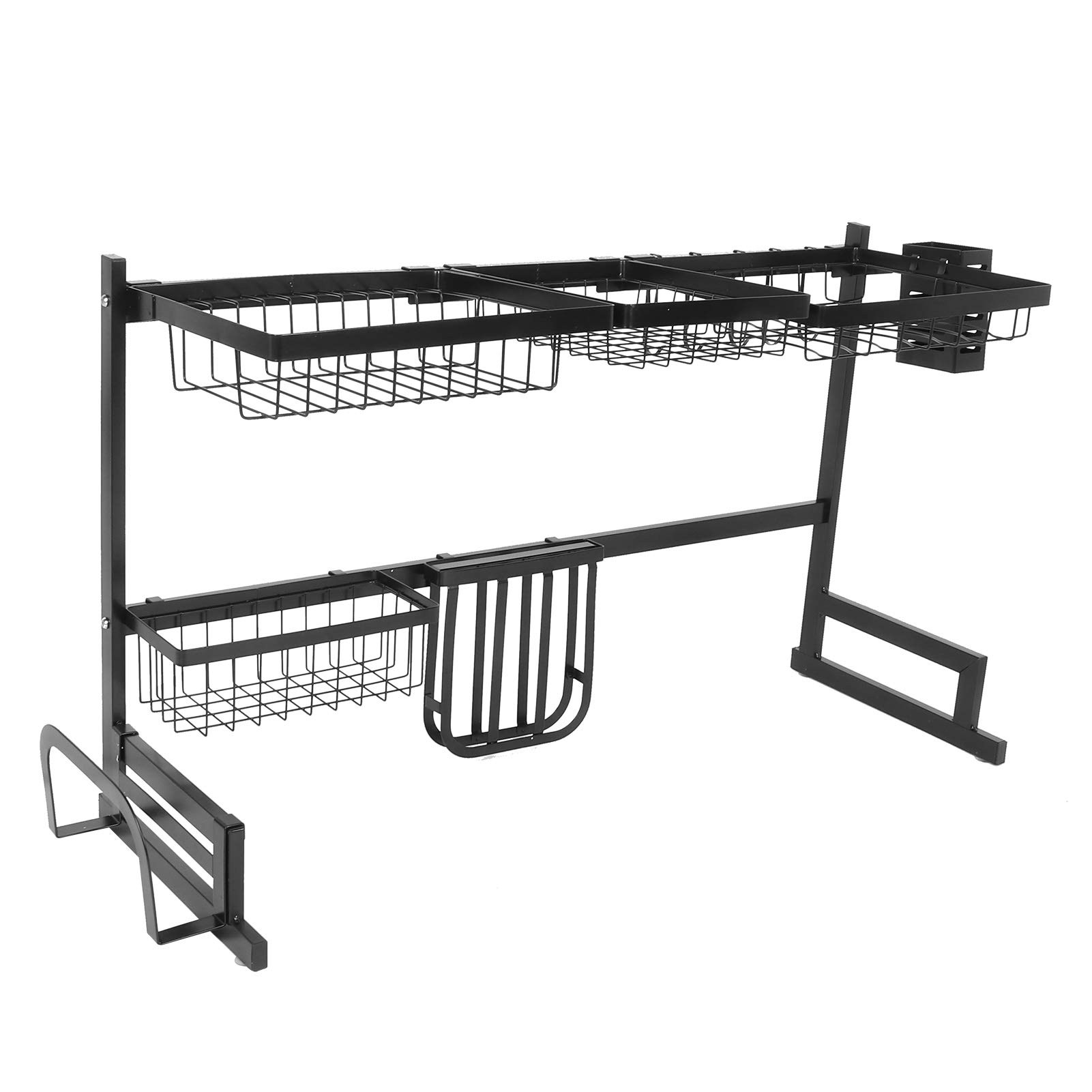 85 cm Edelstahl-Spülbecken-Wäscheständer, Multifunktionaler Küchen-Organizer für den Heimgebrauch, Schwarz