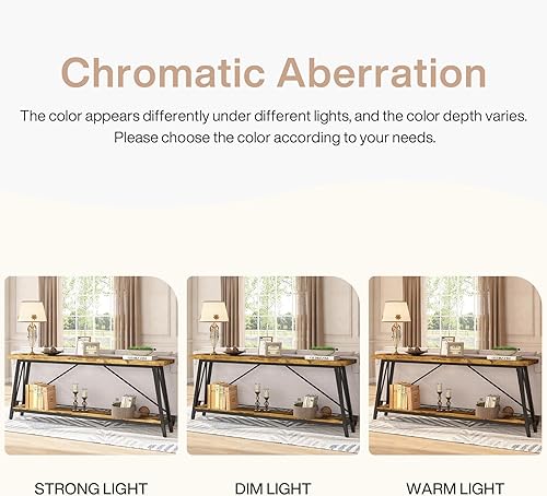 Miniatura 9 de Tribesigns Mesa de sofá extra larga de 70.9 pulgadas detrás del sofá, mesa consola de entrada industrial para pasillo, entrada y sala de estar,