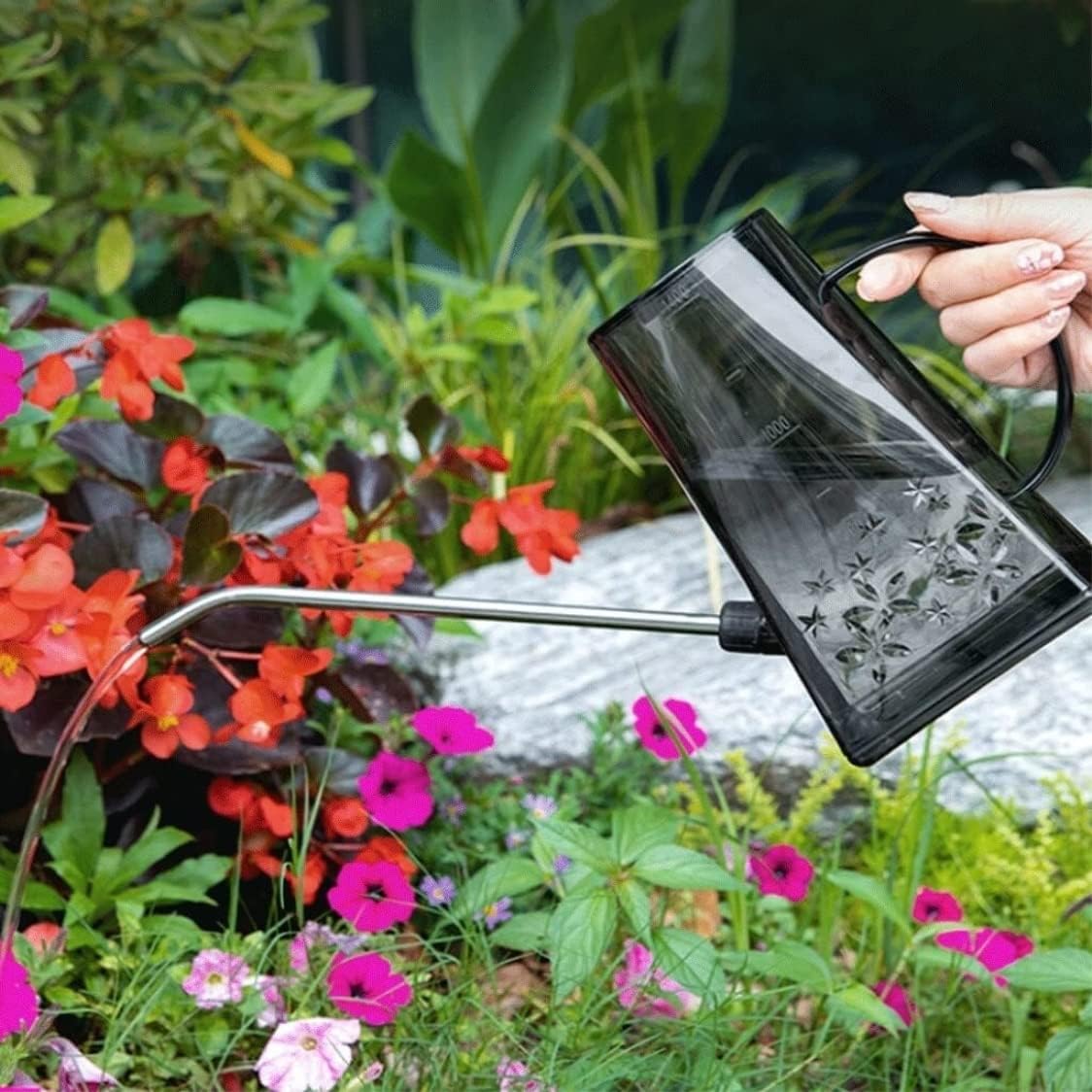 Watering Can Water Can Plastic Watering Can with Stainless Steel Long Spout Watering Pot Watering Kettle for Plants Watering Can Indoor Plants(Pink)