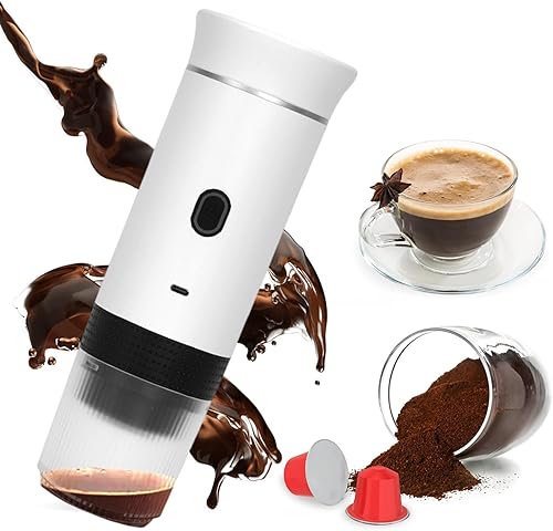 Miniatura 9 de Máquina eléctrica portátil de café expreso, cafetera de viaje con USB-C, soporta café molido y cápsulas, cafetera de auto calentamiento, mini Negro