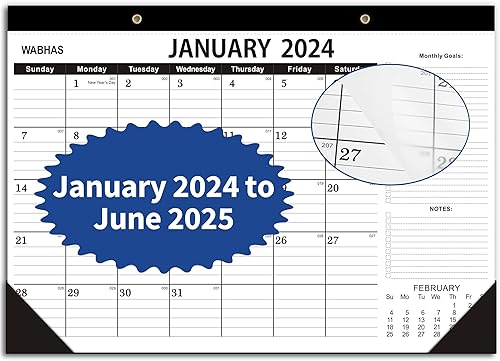 Calendario de escritorio 2023-2024-18 meses - enero 2023-junio 2024 17 x 12 pulgadas calendario grande de escritoriopared 2023 con lista de tareas
