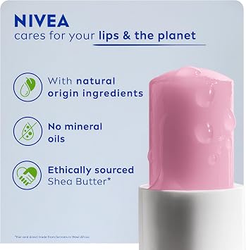NIVEA 2in1 Caring Lip Scrub (4.8g), Lip Balm with Rosehip Oil and Vitamin E, Gently Exfoliates for Super Soft Lips, Intensive Lip Care, No Need to Wipe Off