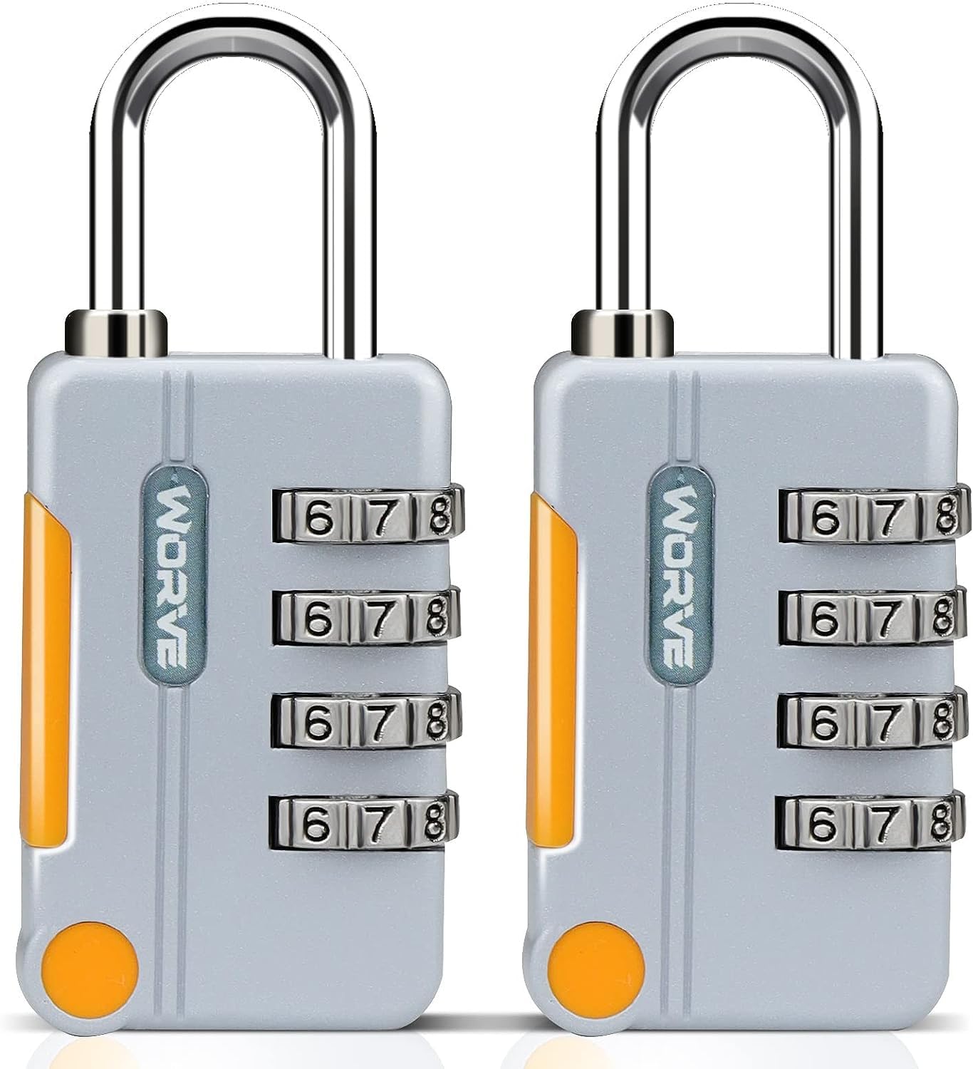 Worve 2 Pack Combination Lock 4 Digit Outdoor Waterproof Padlock for School Gym Locker, Sports Locker, Fence, Toolbox, Gate, Case, Hasp Storage (Grey)