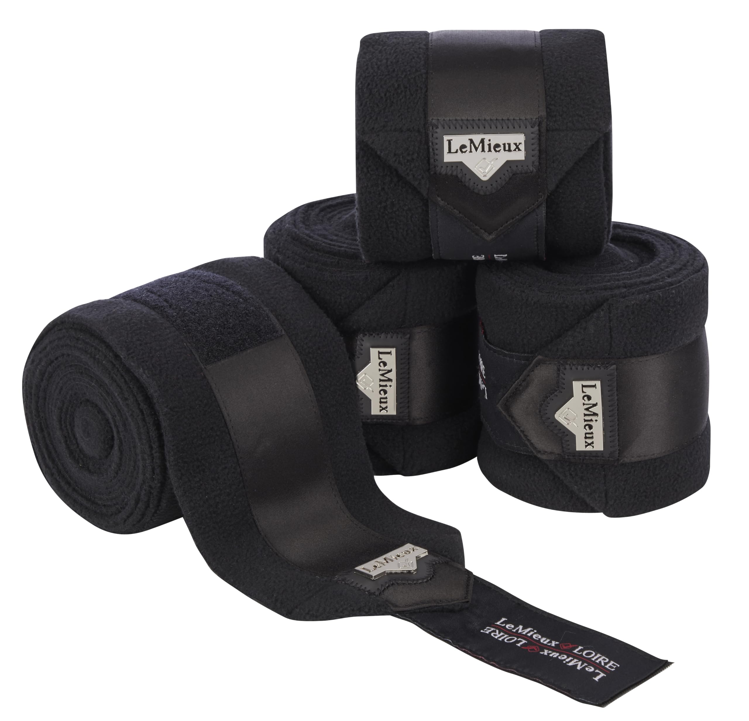 Lemieux Loire Satin Polo Bandages - Set of Four - Fleece - Large - Black