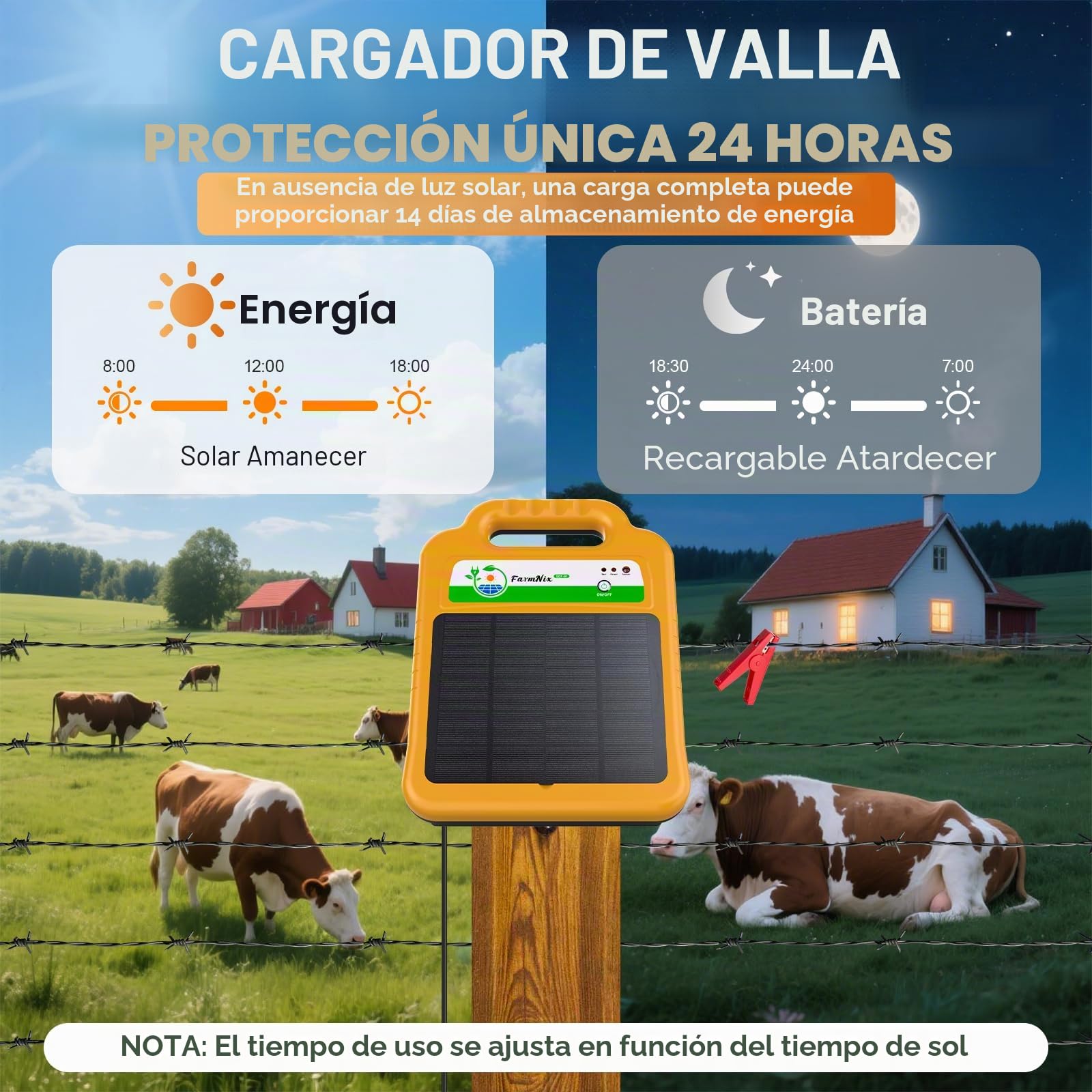 16 KM Pastor Electrico Solar, 8KV 0.2J Cerca Eléctrica Controlador | Pastores Eléctricos para Caballos, Ganado, Ovejas, Jabalíes, Cría de Animales Pastores, para Granja Pastar Jardín, IP55