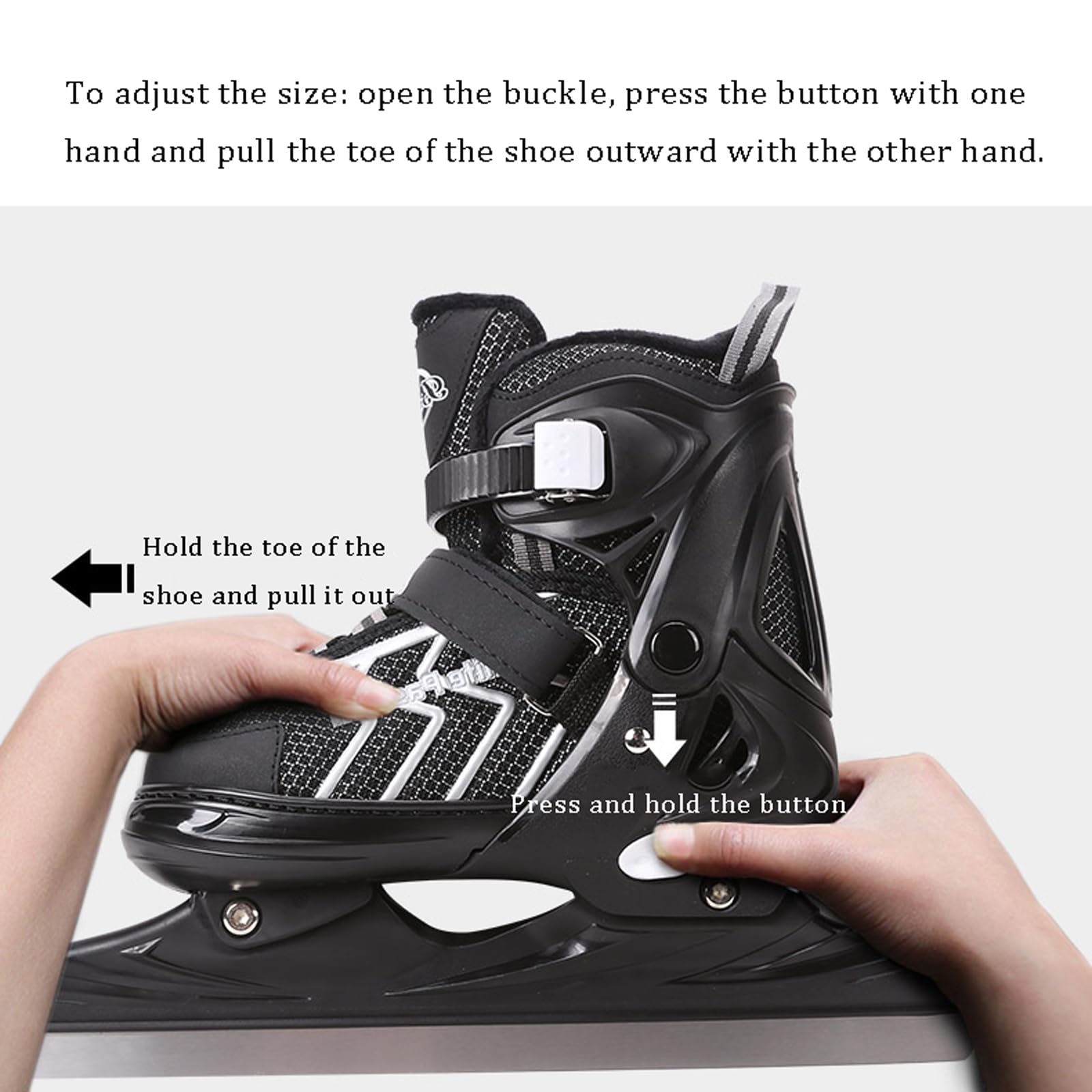 Patins de vitesse pour adultes,Patins à glace pour Les Adolescent Garçon Fille,Patins À Glace avec Système De Laçage Rapide Et Boucle À Poussoir pour Un Maintien Sûr,Patins réglables en tailles
