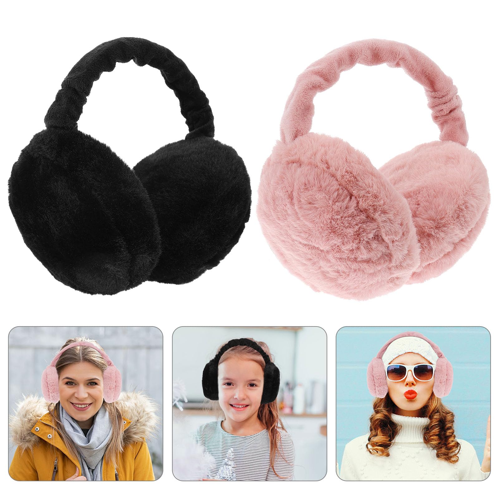 BESTonZON Orejeras de Invierno Cálidas y Plegables de Poliéster para Mujer y Hombre, Pack de 2 Piezas, Protección Viento y Frío