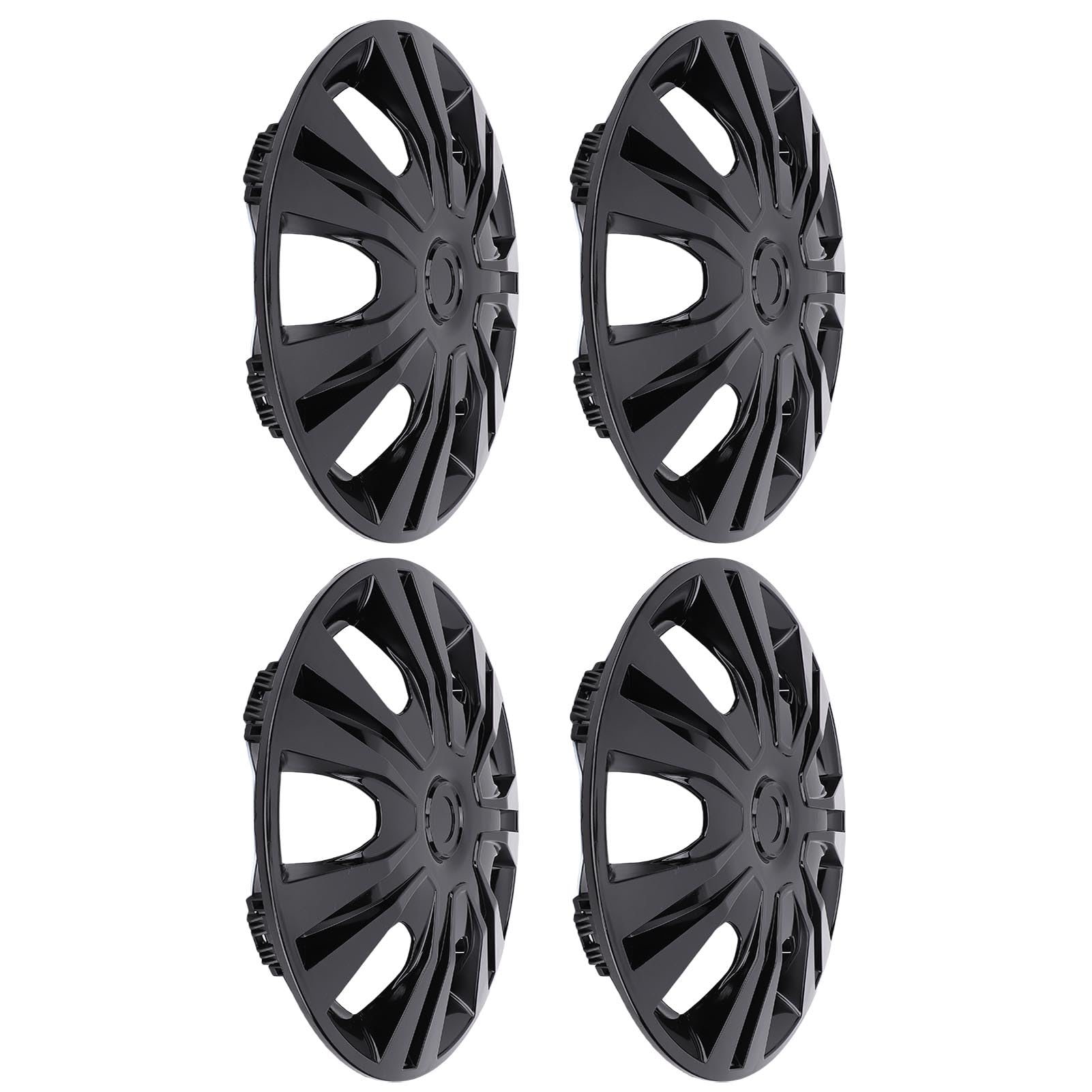 Aramox 4 szt. Kołpaki Kołpaki 16-calowe 4 Kołpaków ABS z Uniwersalnym Dopasowaniem (BLACK)