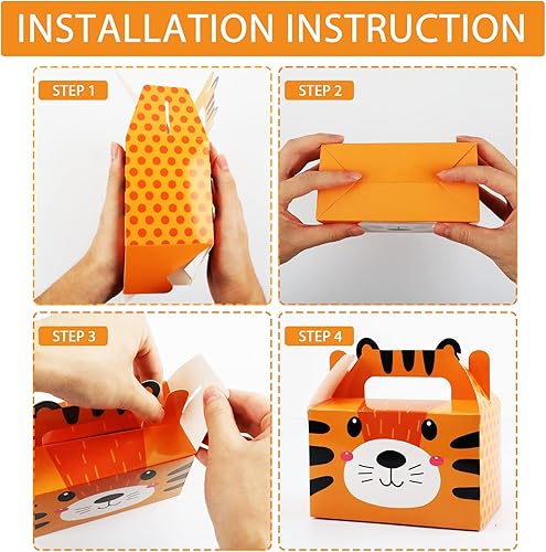 Miniatura 4 de Paquete de 12 cajas de recuerdos de fiesta de animales de safari de la selva con temática de animales de zoológico, cajas de golosinas de feliz