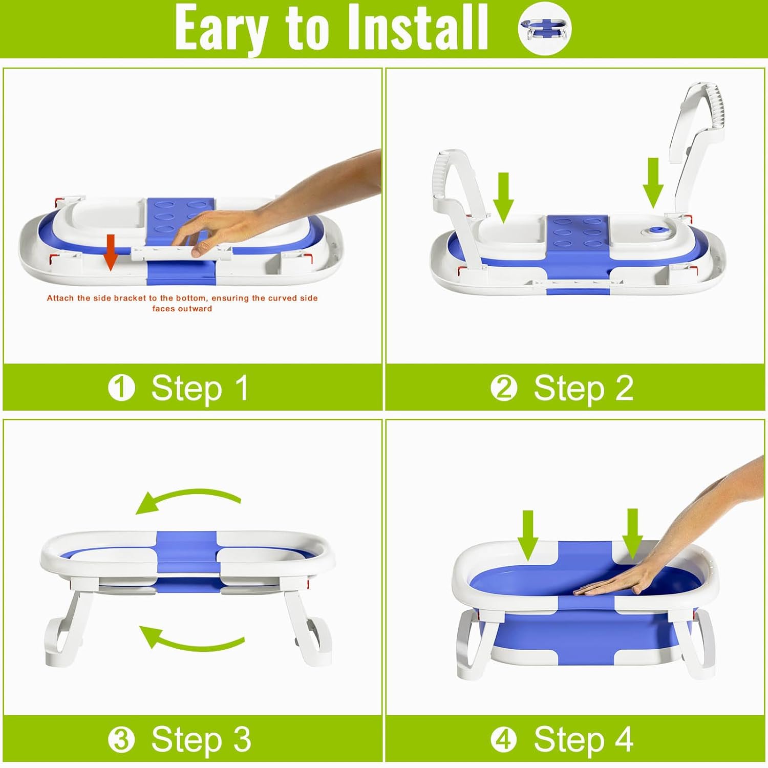 Baby Bathtub, Collapsible Baby Bathtub with Thermometer, Portable Travel Baby Bath Tub, Newborn to Toddler Baby Tub with Floating Soft Cushion, Suitable for Infants 0-36 Months (Blue)