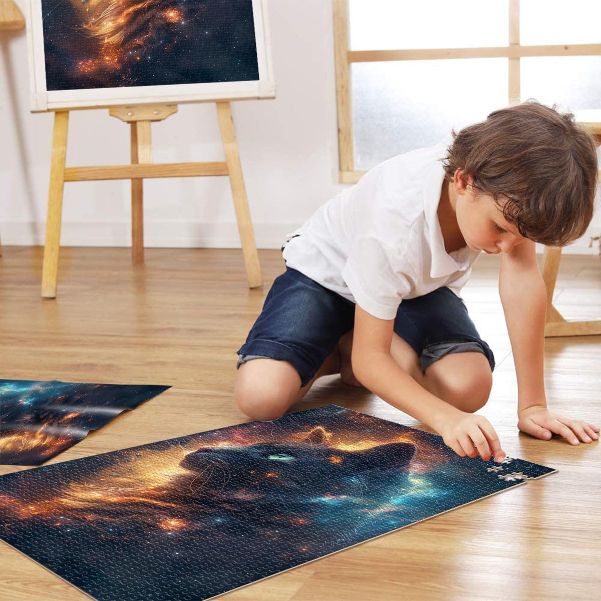 Puzzle da 2000 pezzi per adulti Galassia del gatto spaziale Fatto di carta，Adatto a partire dai 14 anni Difficile da completare ma divertente e umoristico Regali di Babbo Natale segreto。