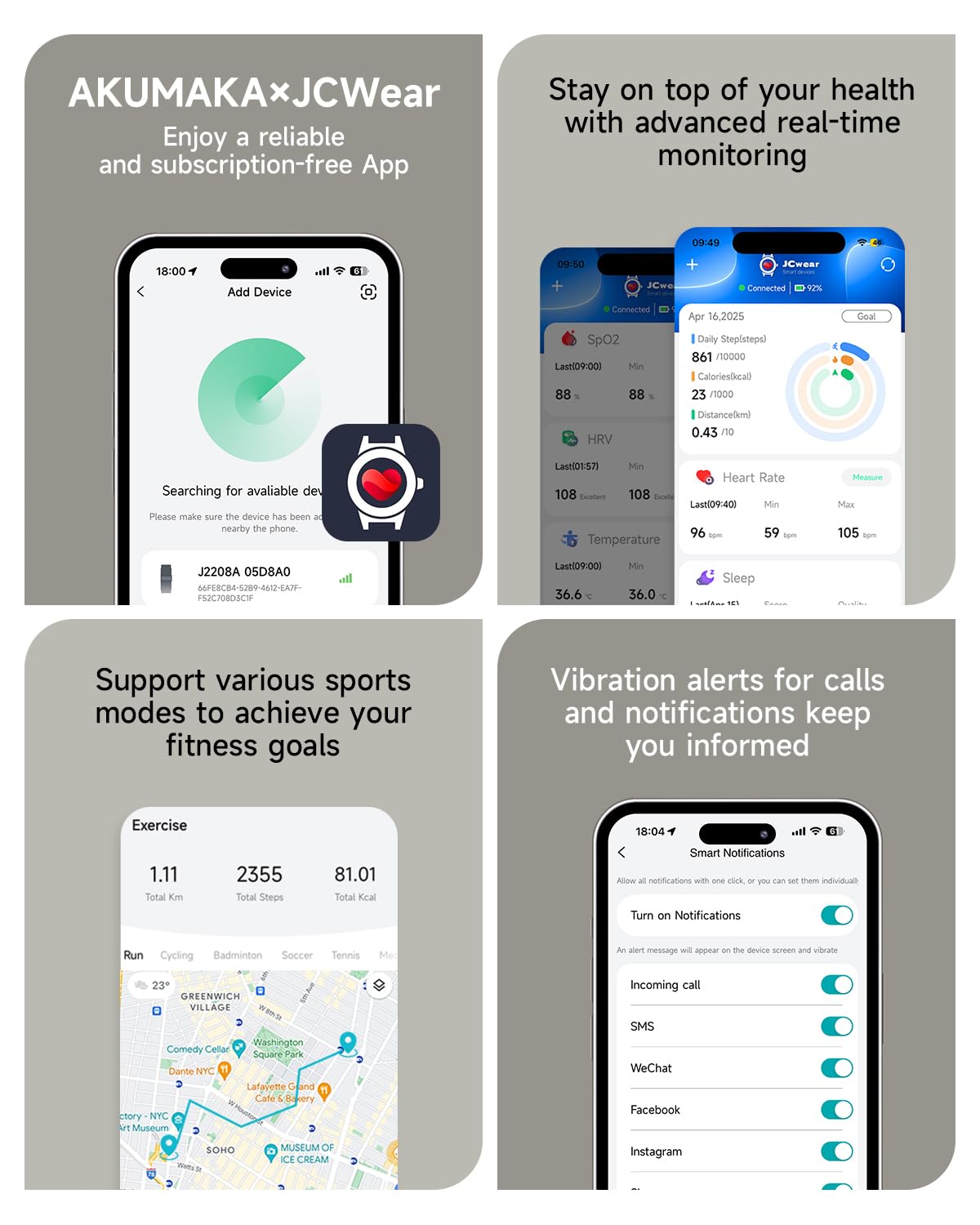 Health Fitness Tracker, Wearable Activity Step Tracker for Men Women, All-Day Sleep/Heart Rate/ SpO2/ Stress/Blood Pressure Monitor, IP68 Multiple Sports Modes Watch, Free App for Android iPhone