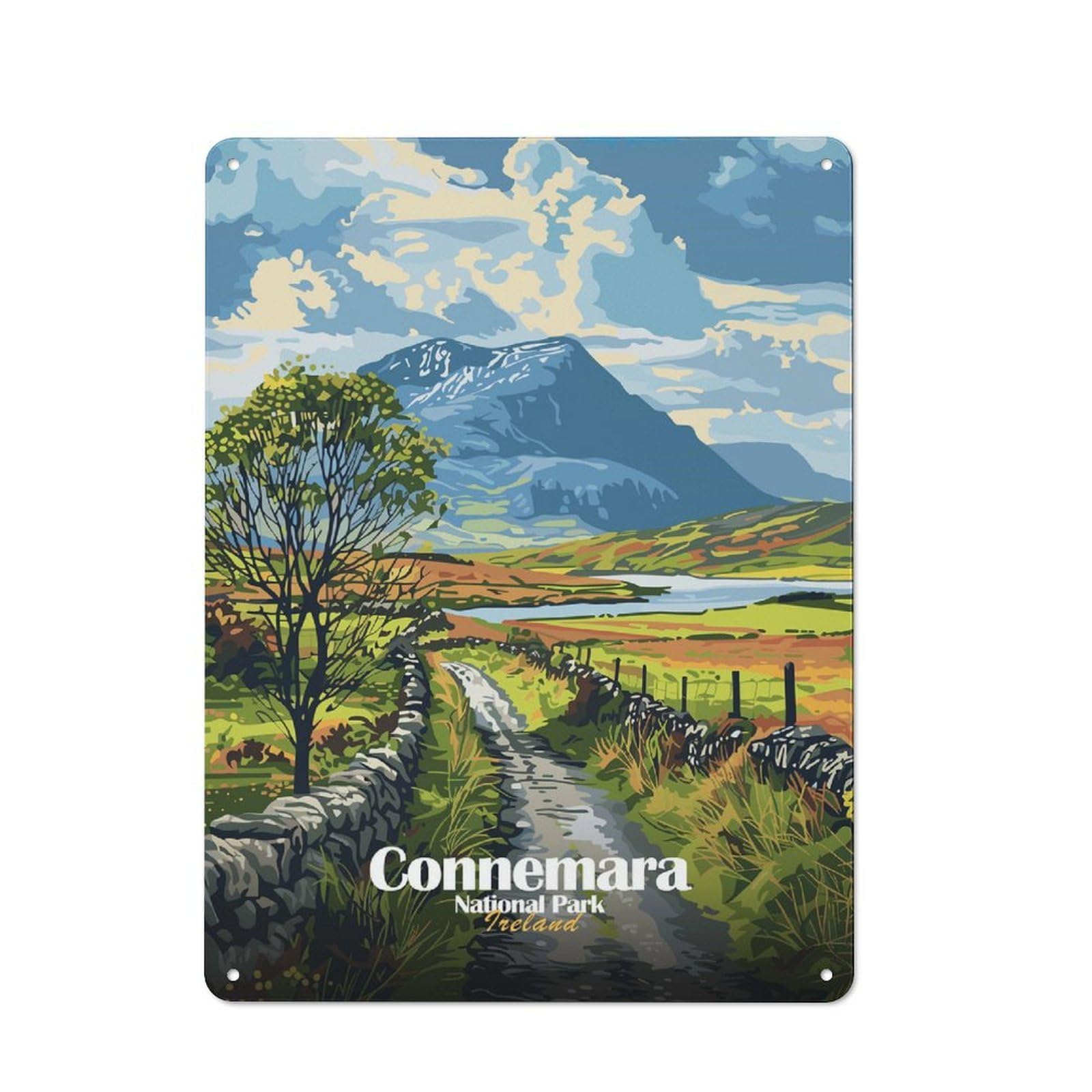Junmoney Style-16 Connemara National Park, Ireland Landscape Decorative Metal Sign 40X30cm, Country Style Bistro Wall Plaque For Kitchen, Cafe, Pantry Or Dining Room