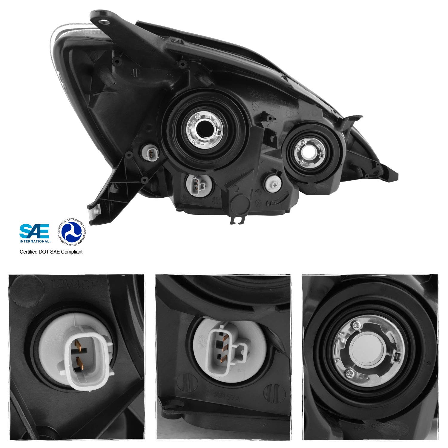 AKKON - For Toyota Sienna Van Halogen Type Black Headlights Head Lamps Replacement Left + Right Pair Set