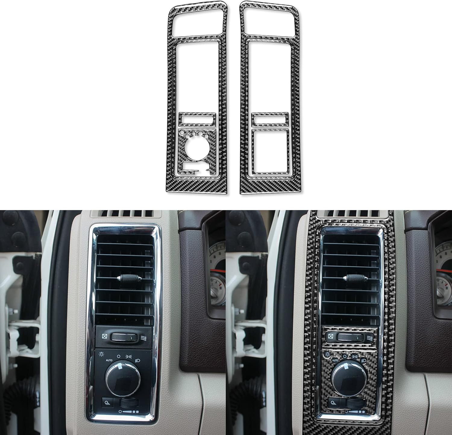 PJFUS Real Carbon Fiber Headlight Switch Panel and Side Air