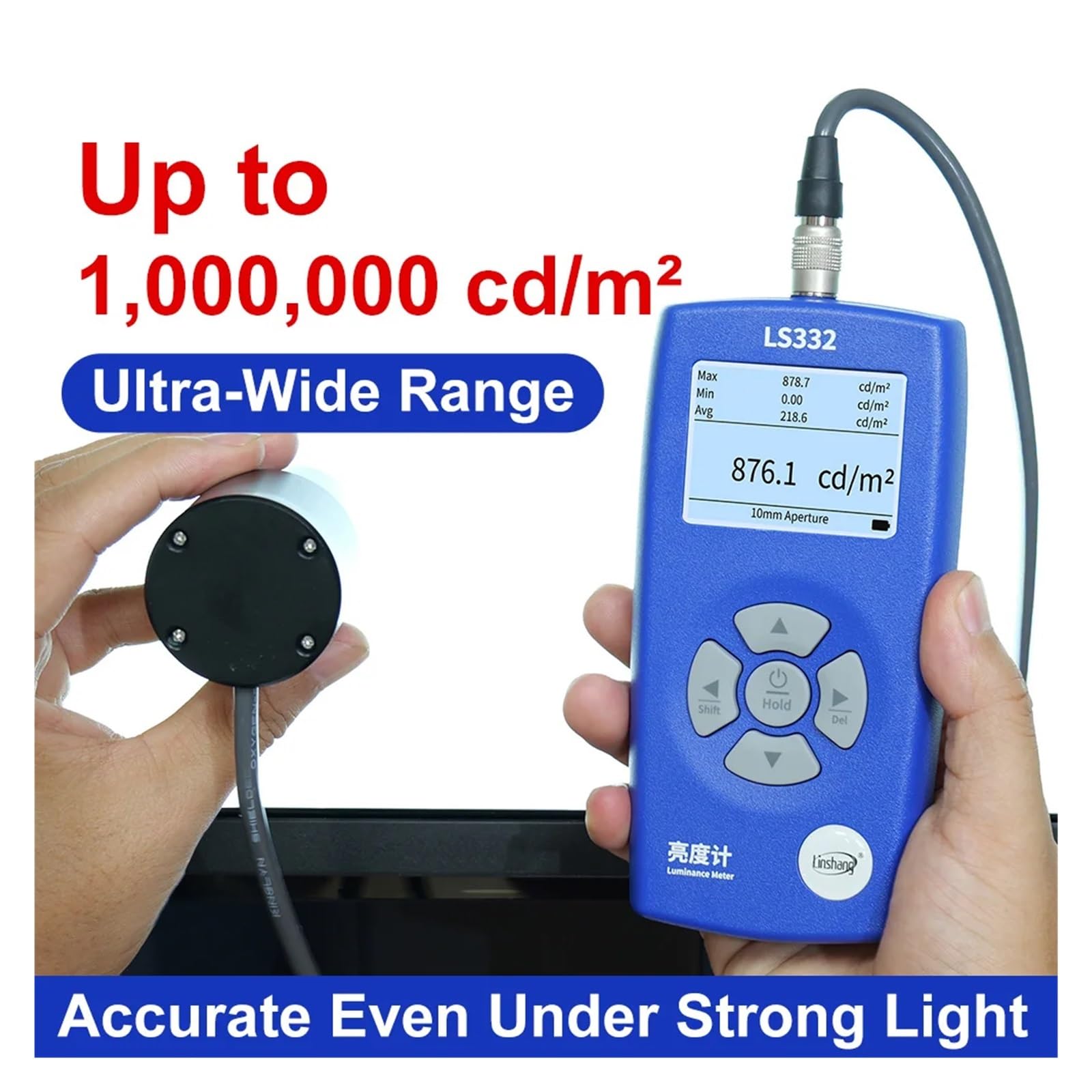 Medidor De Luminosidad LS332, Espectrómetro, Frecuencia Parpadeo Brillo, Análisis CCT CRI For Medición Lámpara Pantalla LCD,Medición precisa