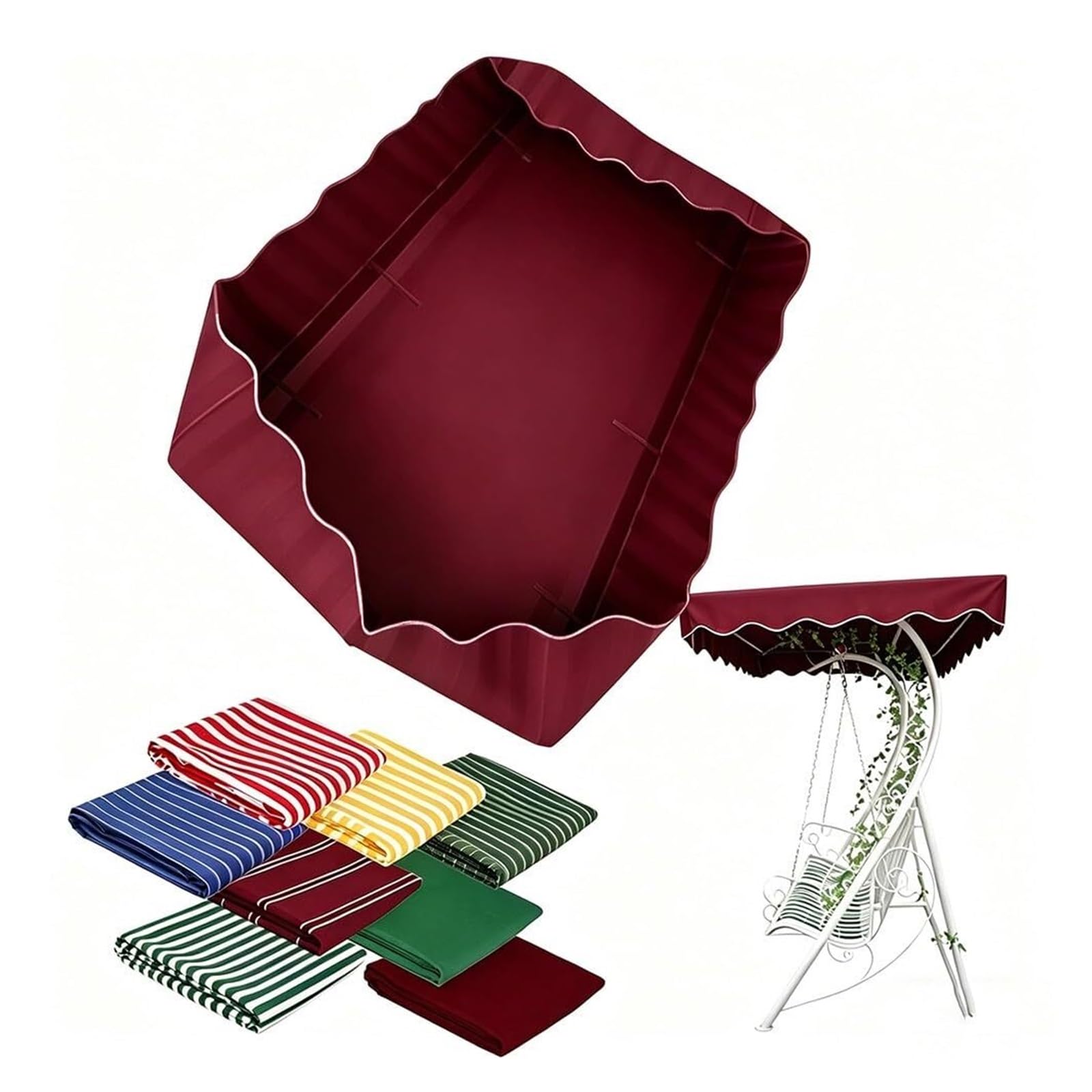 Swing Roof Cover Universal Replacement Canopy for 2-3 Seater - Weatherproof Sun Canopy 142 x 120 cm / 210 x 145 cm for Garden Swing (Burgundy, 164 x 114 cm / 65 x 45 inches)