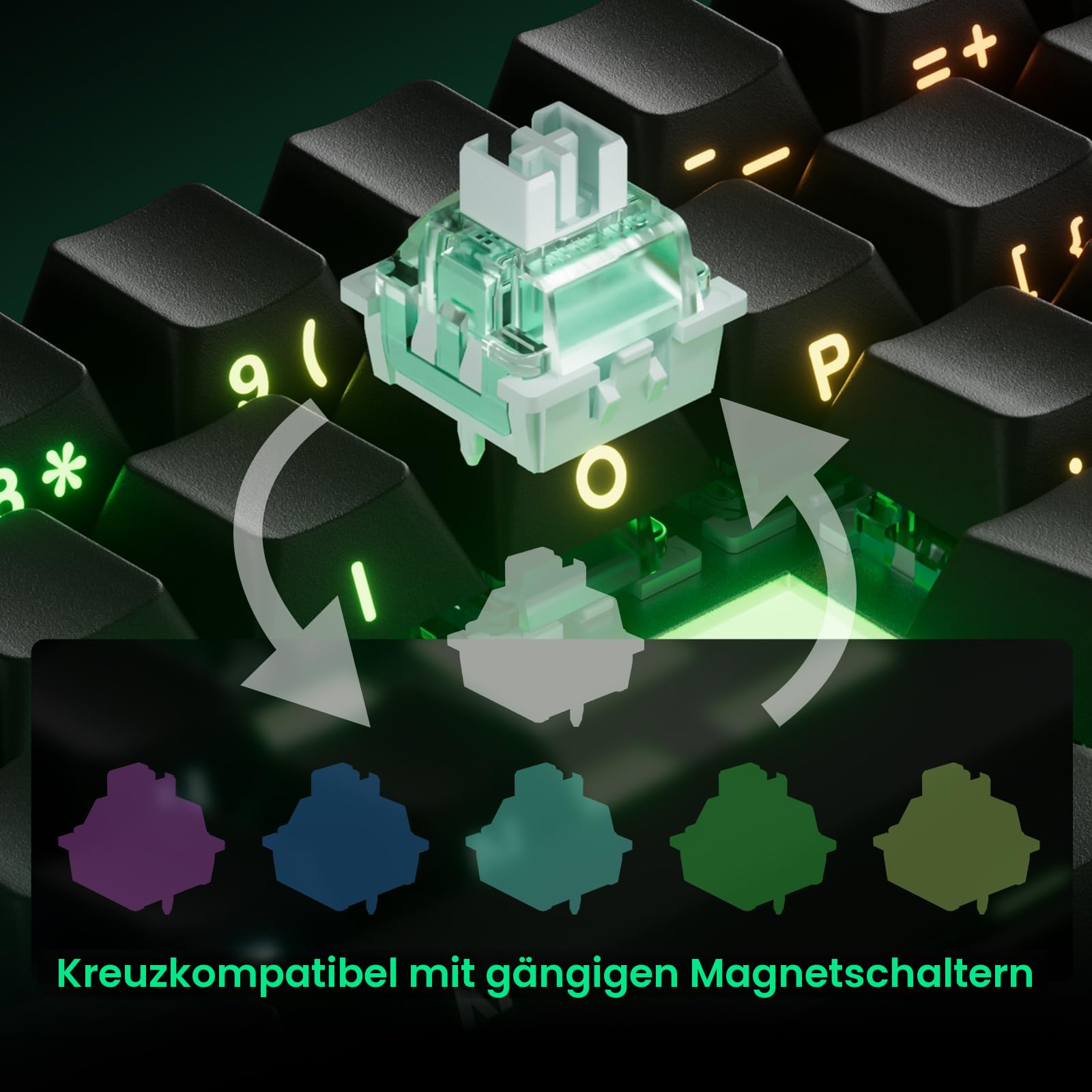 MONSGEEK FUN60 Pro Rapid Trigger Gaming-Tastatur, 8K SP Magnetschalter, HE-Tastatur, kabelgebunden, 60% durchscheinendes Schwarz (Glare Magnetschalter, US-QWERTY Layout)