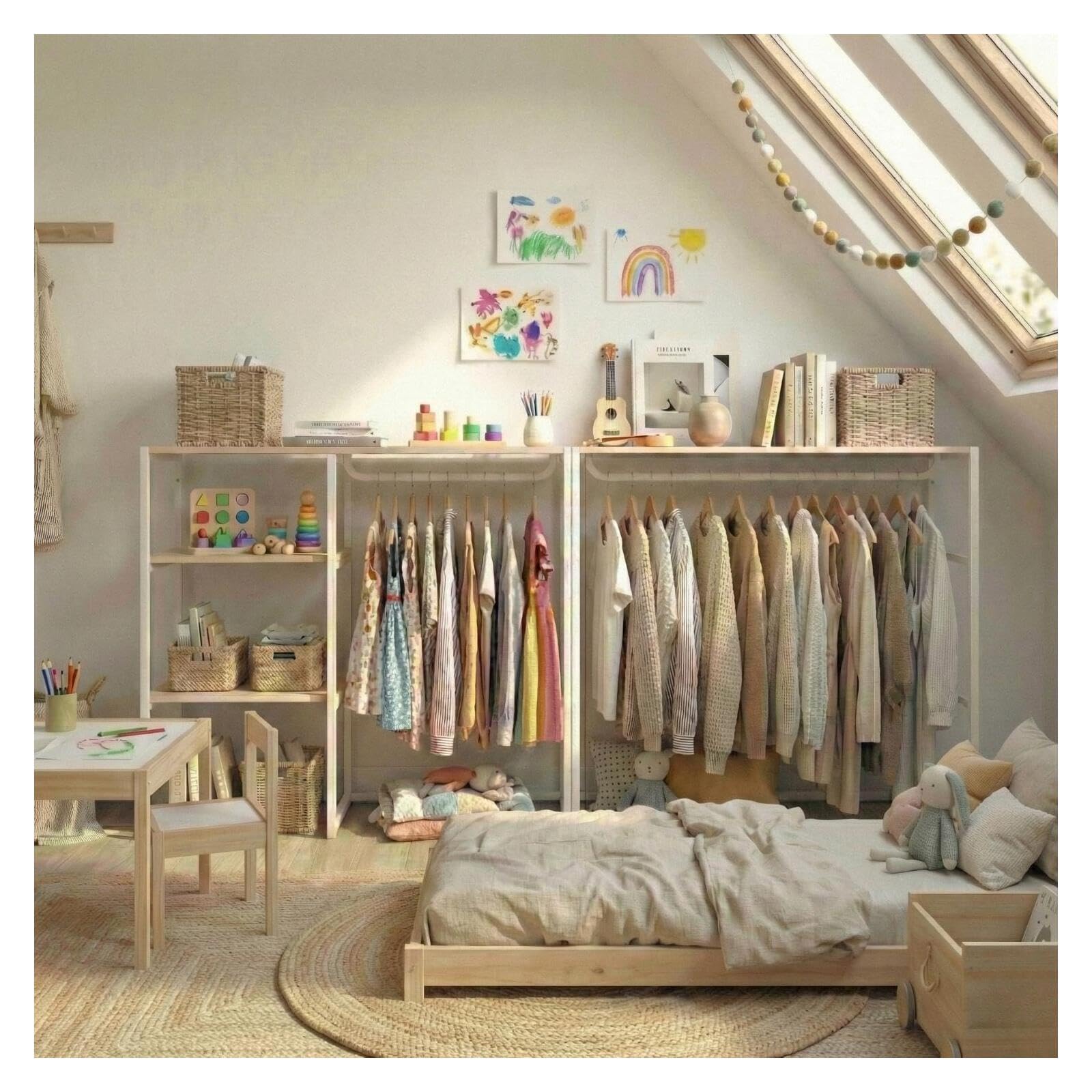 MOB-IN Lot de 2 portants vêtements sous combles KADRA modulables 200x85cm