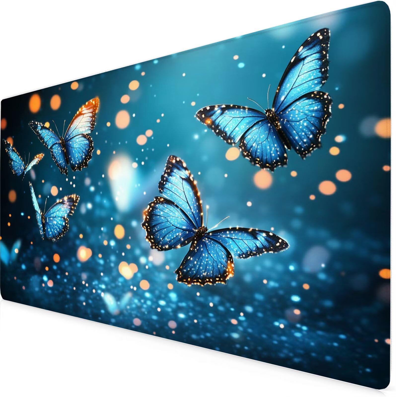 Podkładka pod mysz 900 x 500 x 3 mm sen pod rękę biurko motyl wodoodporna antypoślizgowa, zmywalna gumowa podstawa, ulepszona szybkość i precyzja, podkładka pod mysz do ochrony biura, domu, PC K7-901