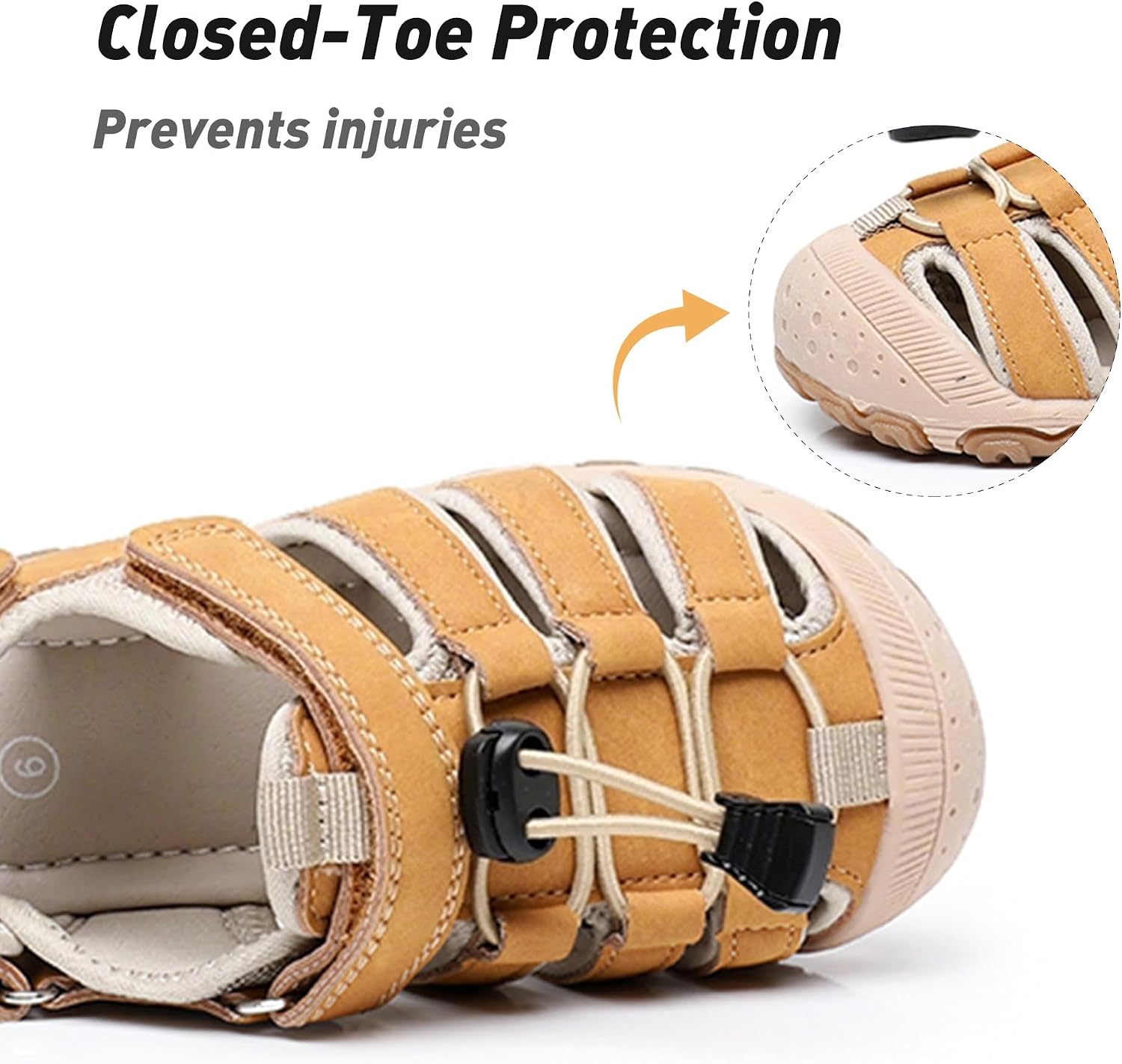 Felabo Kids Closed Toe Water Sandals for Boys & Girls Hook and Loop Strap Bungee Lace (Toddler/Little Kid)