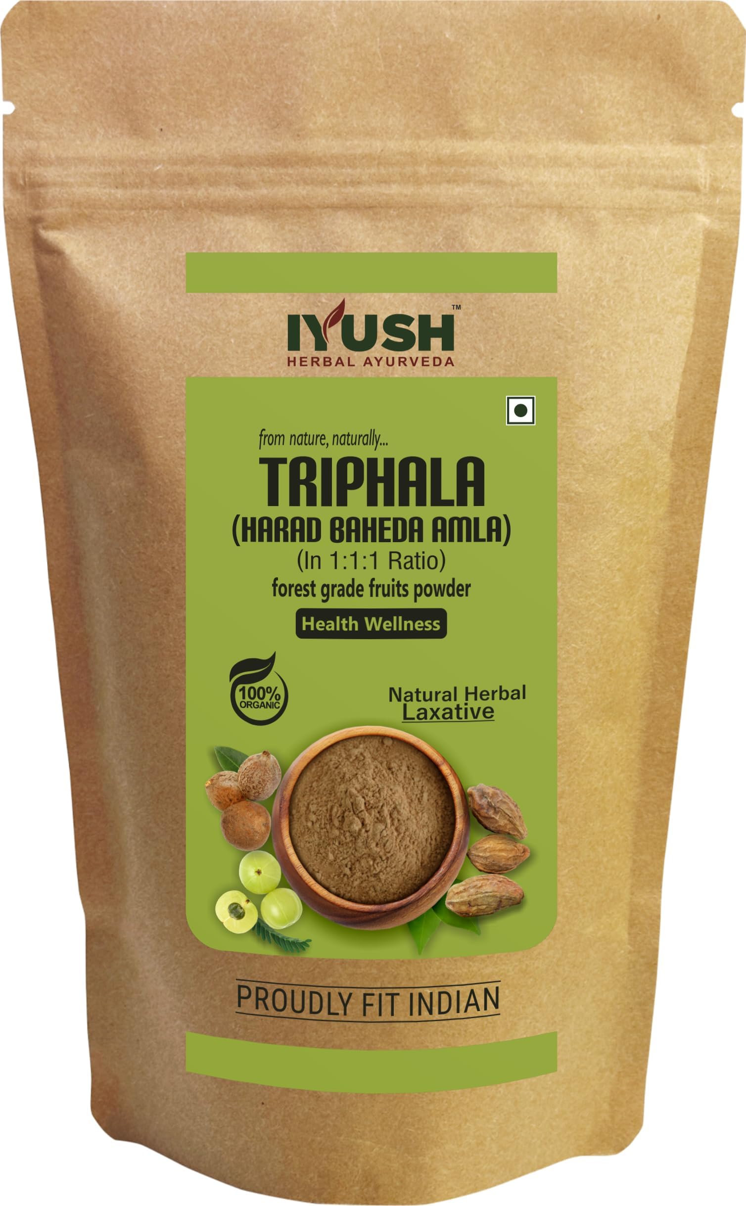 IYUSH Herbal Ayurveda Triphala Powder – 400gm | Triphala Churna Powder | Tripala Churanam | Ayurvedic Medicine for Acidity Relief | Laxatives for Constipation | Gastric Medicine Ayurvedic |