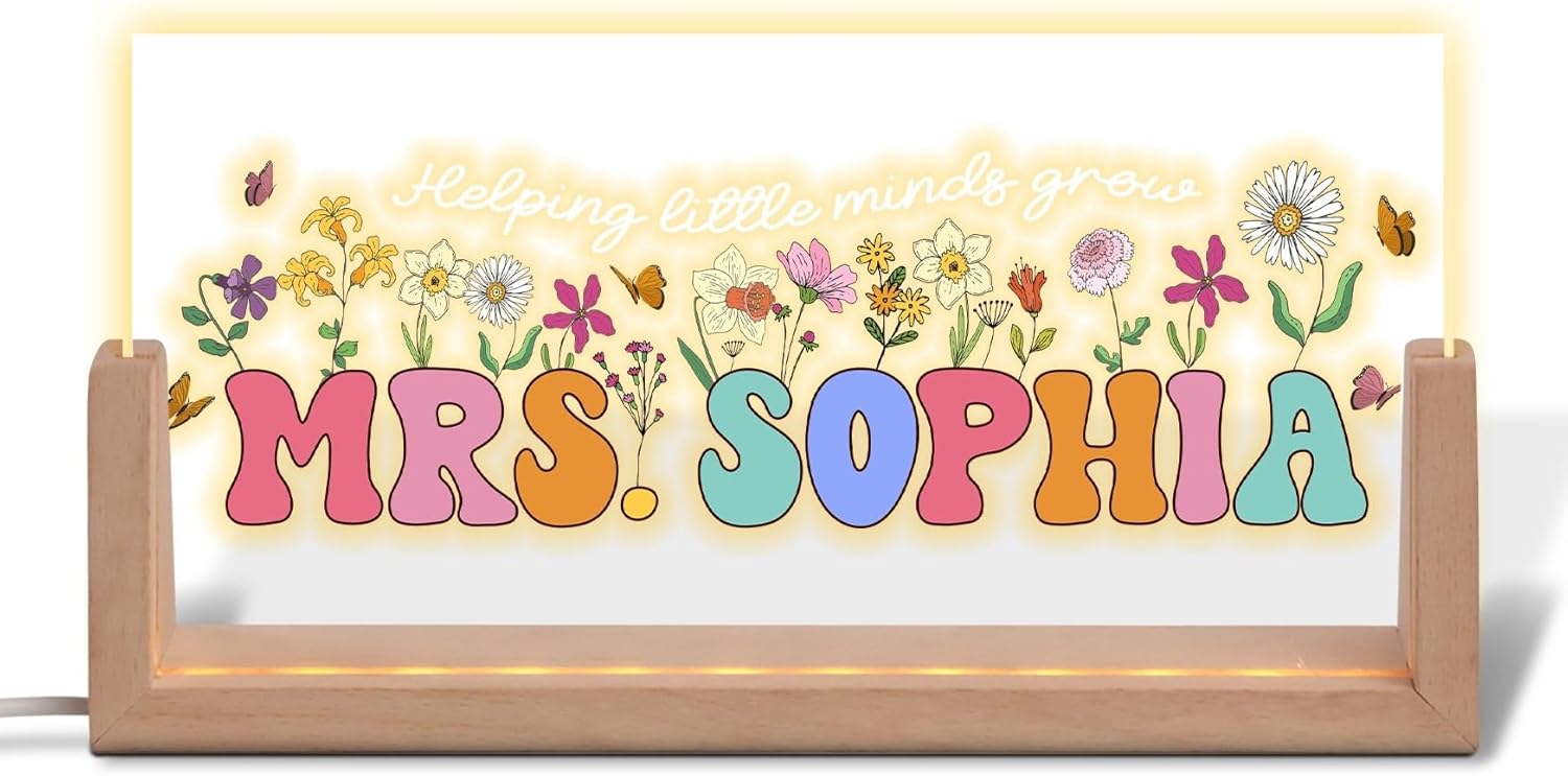 Personalized Name Desk Plate Custom Teacher Desk Name Acrylic Teacher Gifts Teacher Appreciation Gifts Decor Desk Decoration Office Classroom Back to School Teacher Gifts