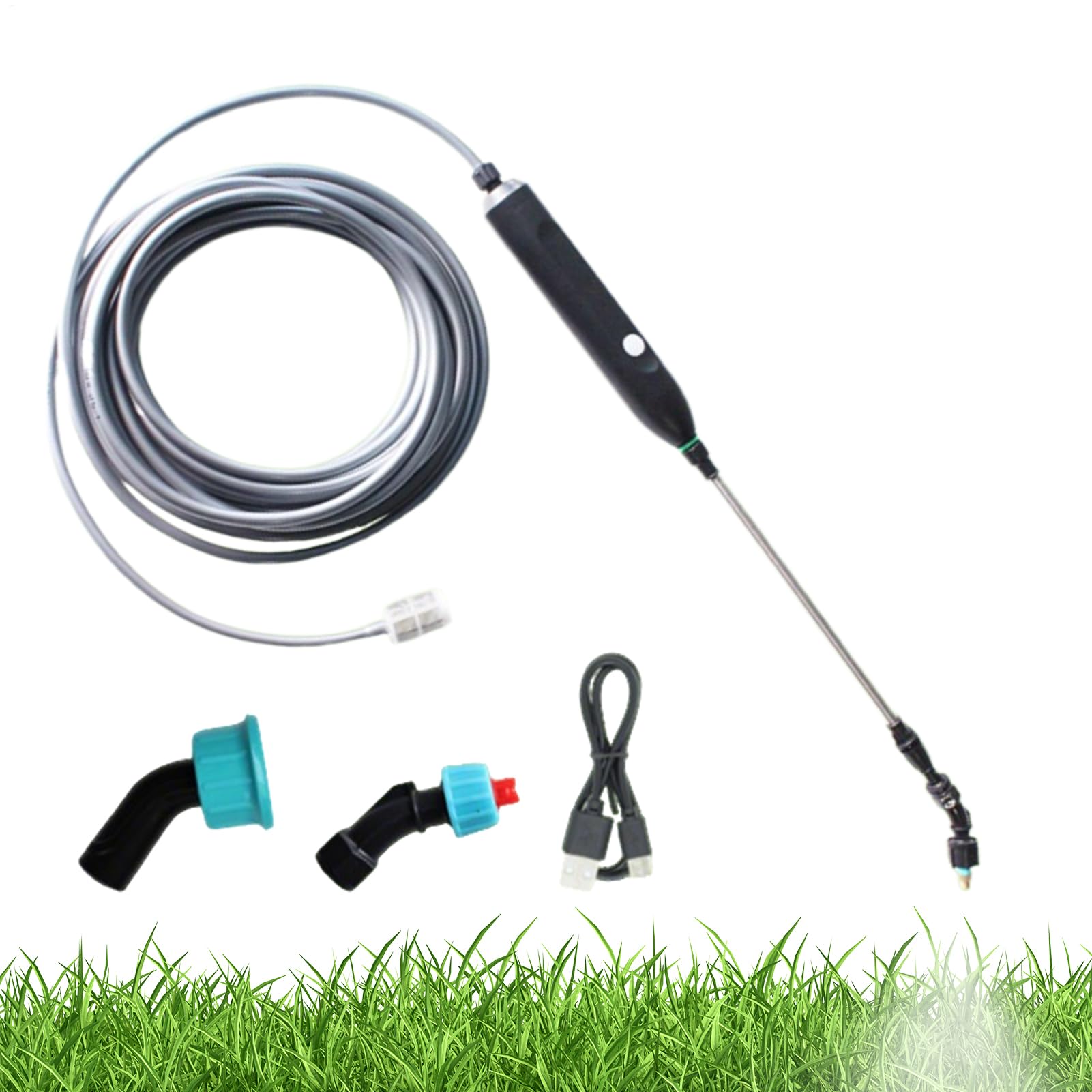 Tuyau d'arrosage avec pulvérisateur télescopique rechargeable USB-C pour soin des pelouses