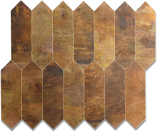 Azulejos hexagonales para salpicadero de cocina, para baño, lavandería y chimenea, azulejos retro marrones autoadhesivos para decoración (muestra de