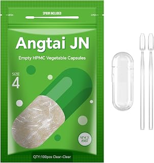 Size 4 Empty Capsules - 100 Count Clear Empty Vegan Capsules - Small Veggie Pill Caps - Filling Kit with 2 Spoons for Vegetarian - DIY Your Own Supplements
