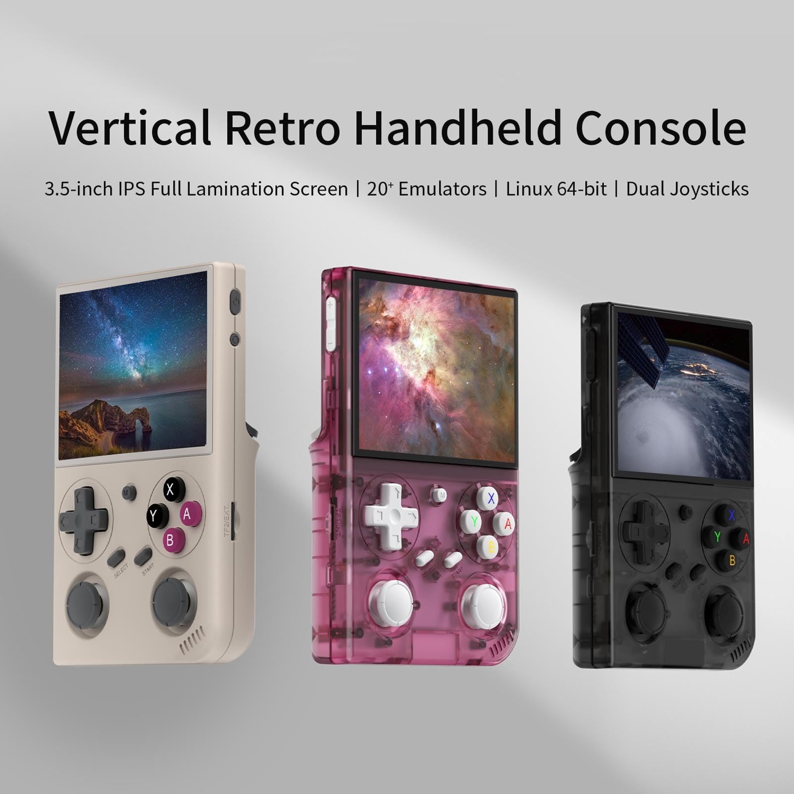 Vikye G350 Handheld Console Game, 3,5 -calowa Konsola Gier w Retro, Naładowane Klasyczne 3200 MAh Podwójne Joysticks Handheld Console (GREY)