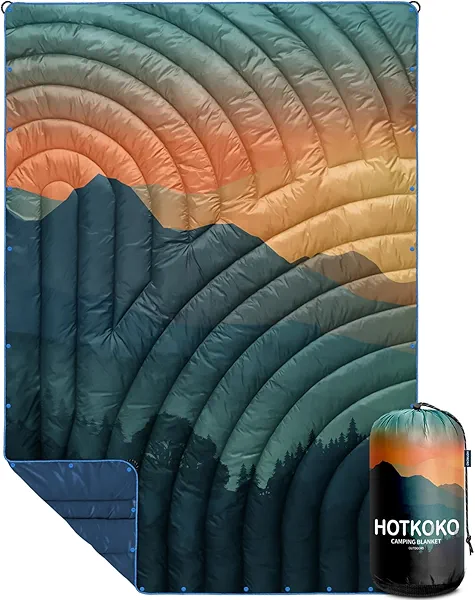 hotkoko Camping Blanket,Lightweight Puffy Printed Camping Blanket Packable Outdoor Blanket for Camping,Traveling, Stadium, Hiking, Picnics